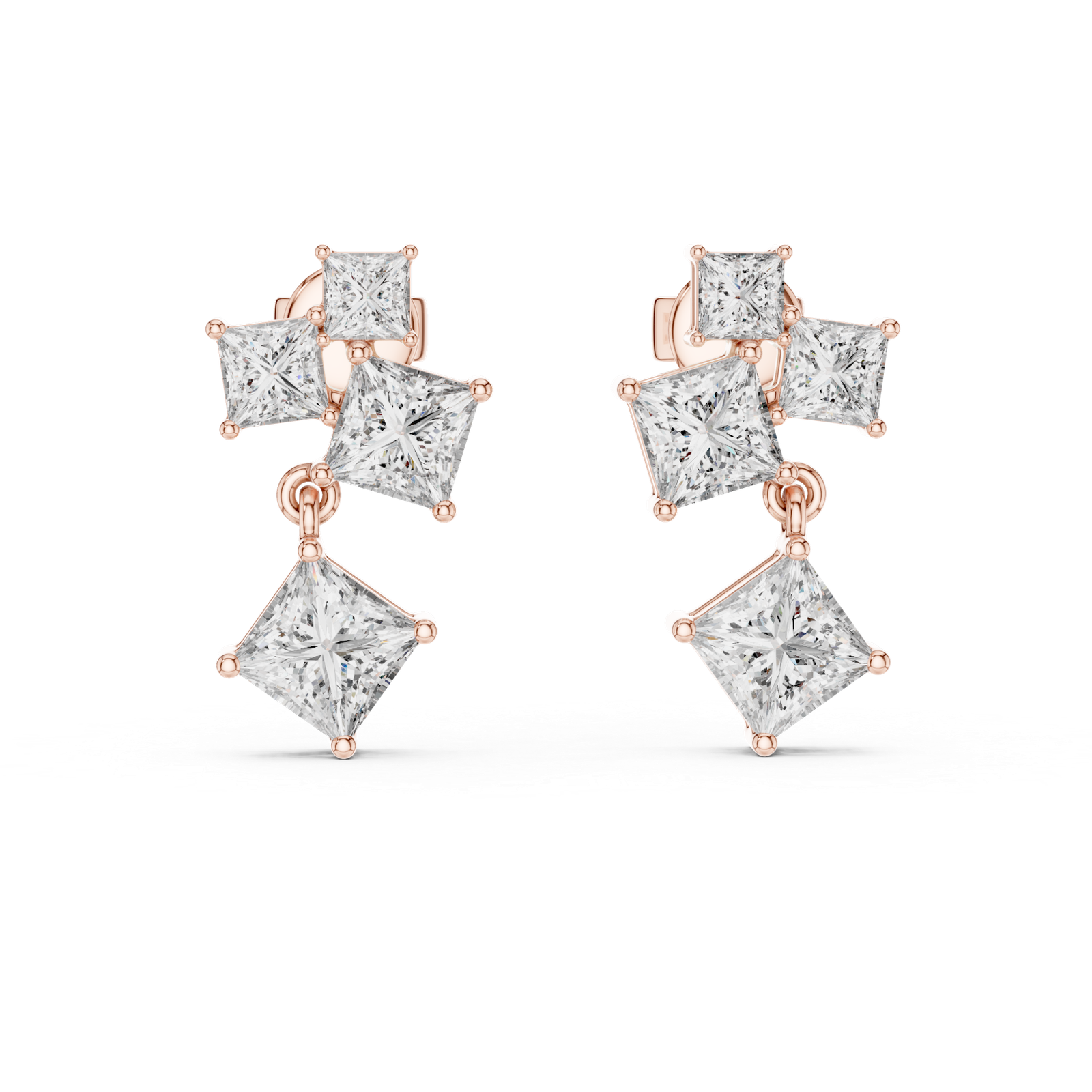 Lyra Princess Cascade Diamond Earrings
