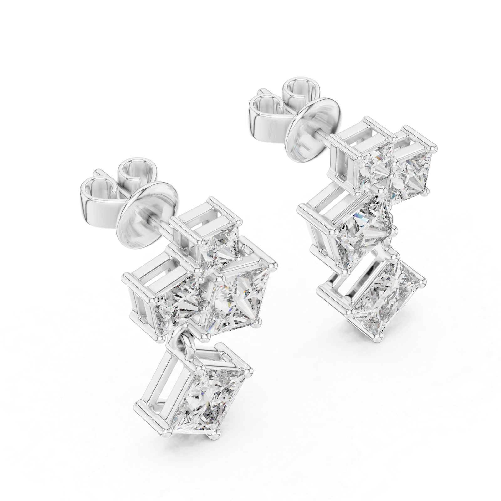 Lyra Princess Cascade Diamond Earrings