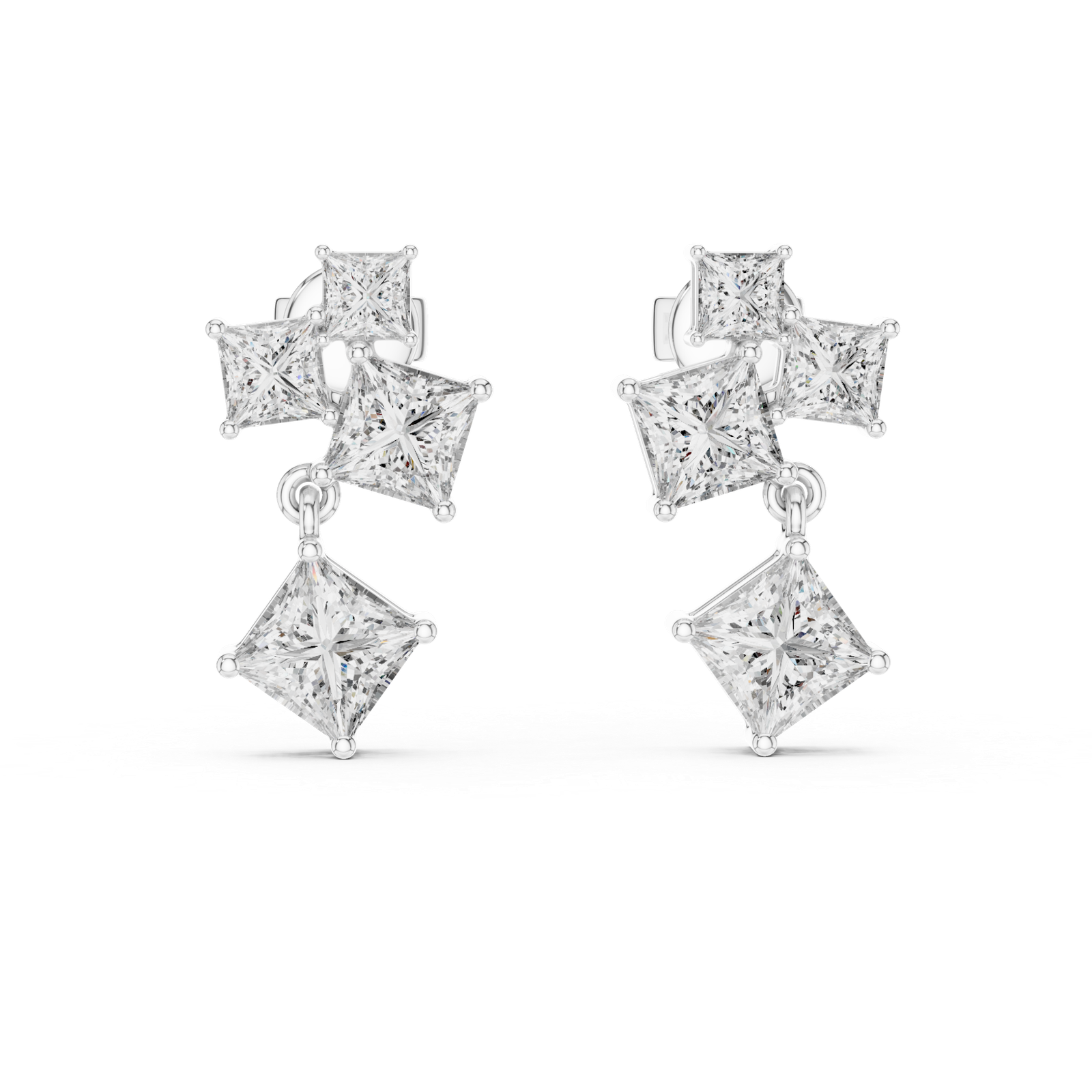 Lyra Princess Cascade Diamond Earrings