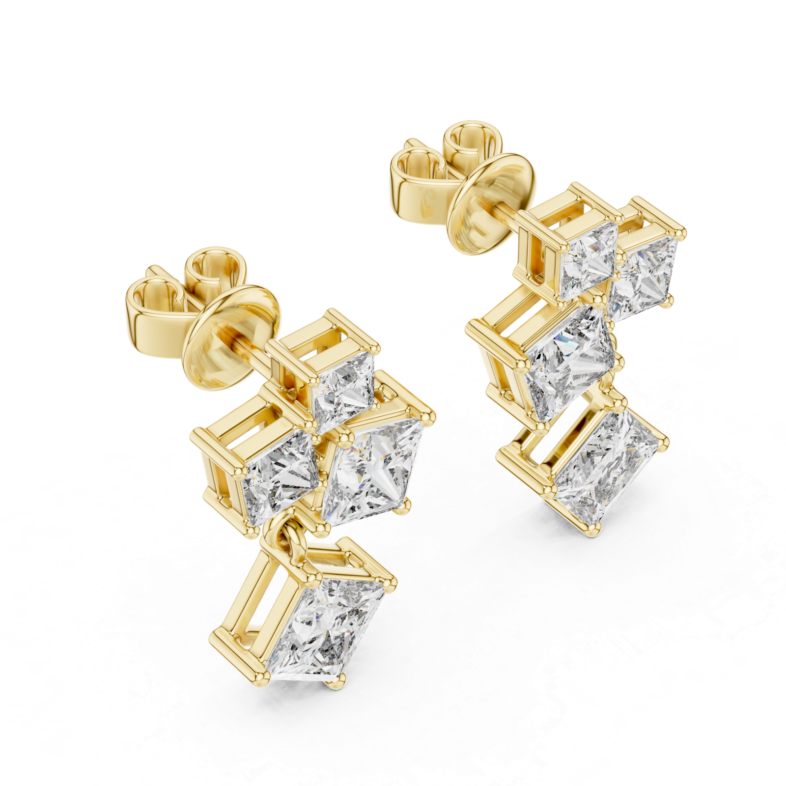 Lyra Princess Cascade Diamond Earrings