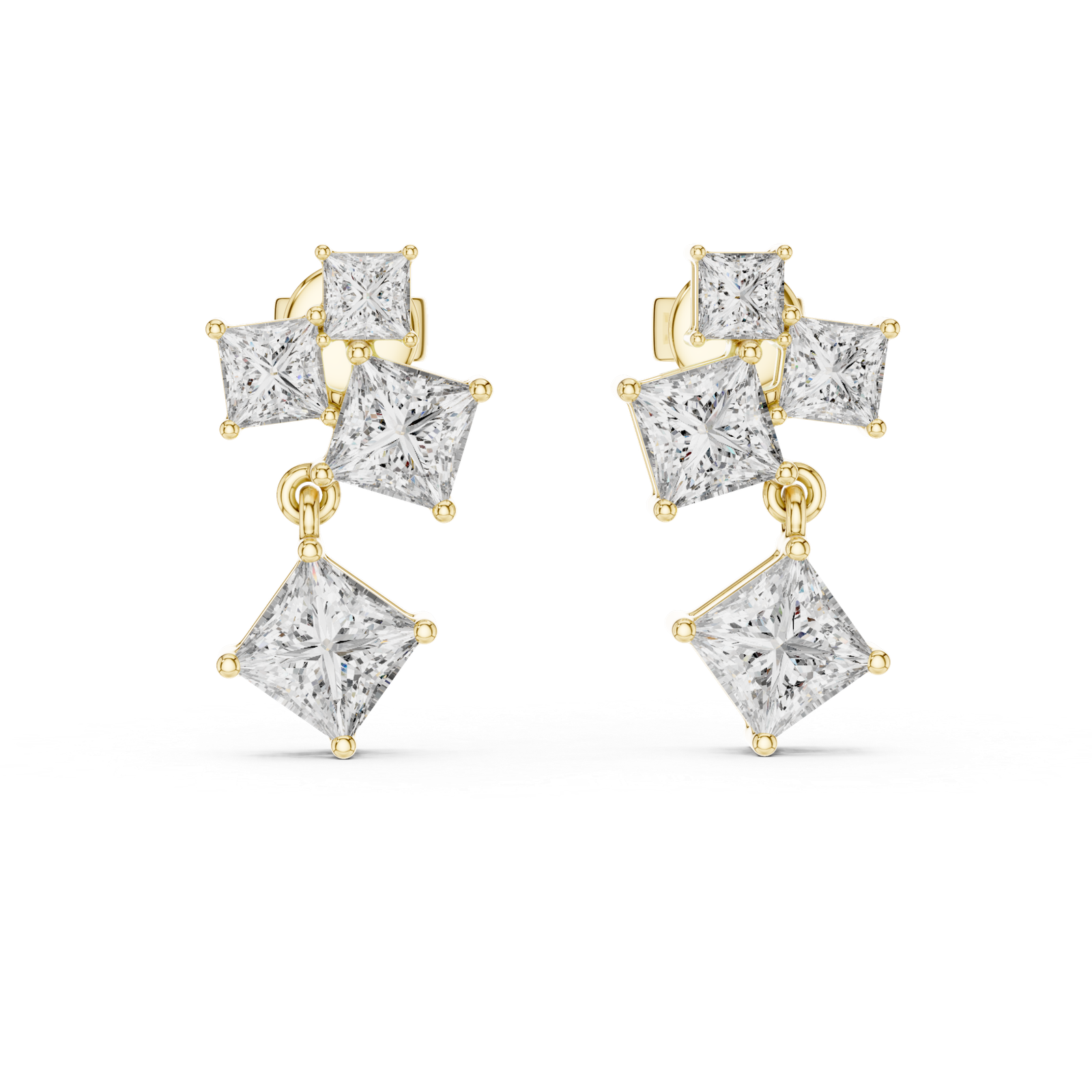 Lyra Princess Cascade Diamond Earrings