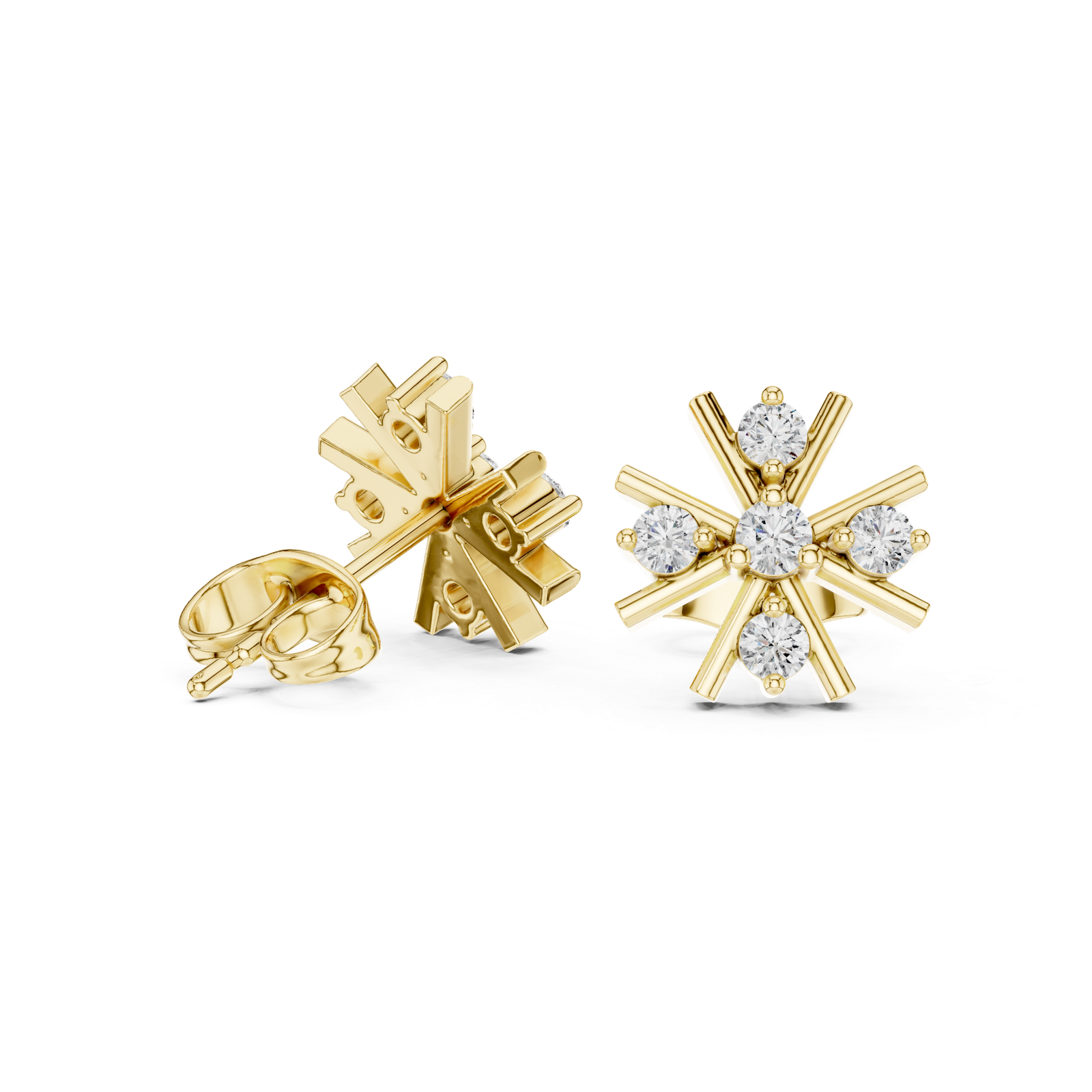 Lumière Starburst Round Diamond Stud Earrings