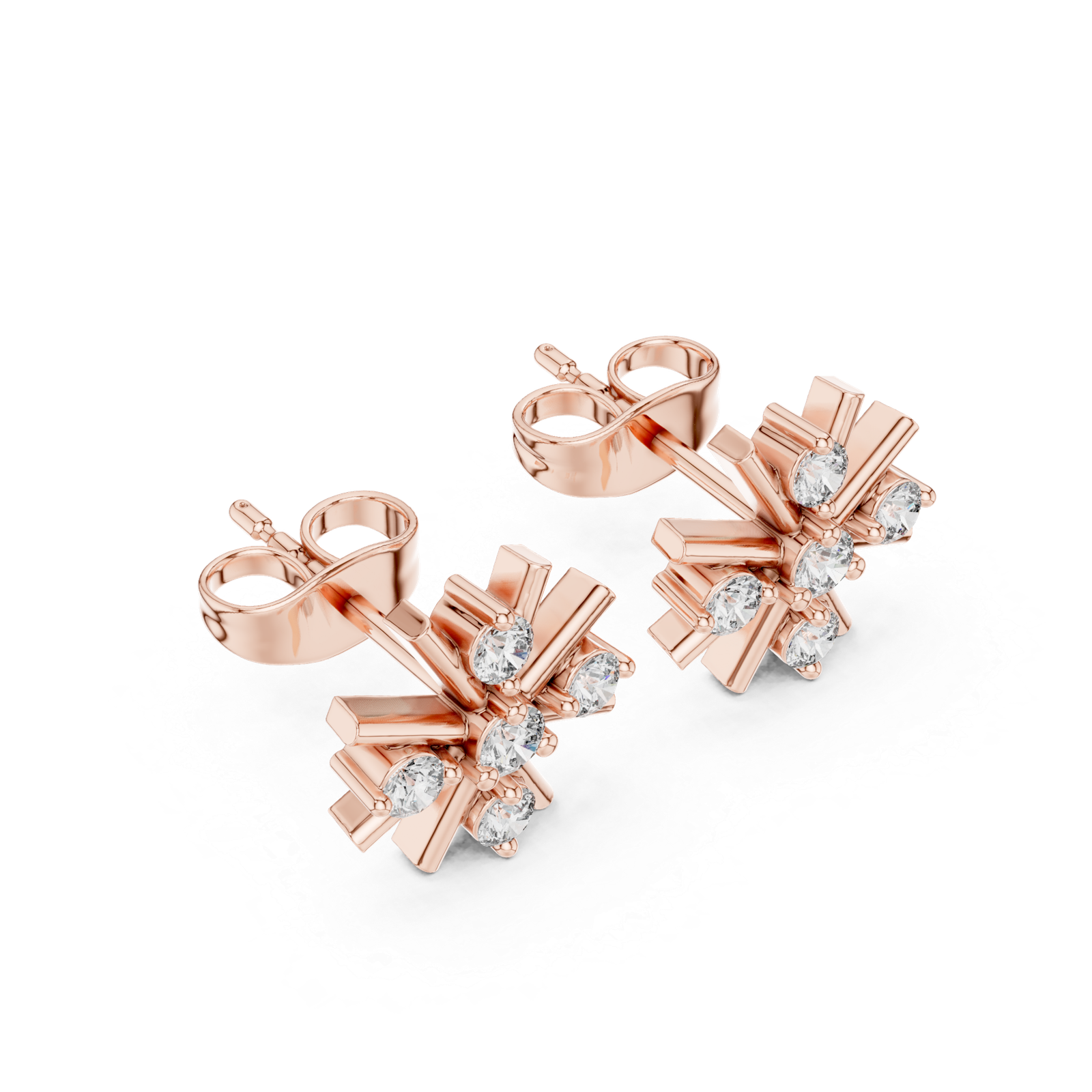 Lumière Starburst Round Diamond Stud Earrings