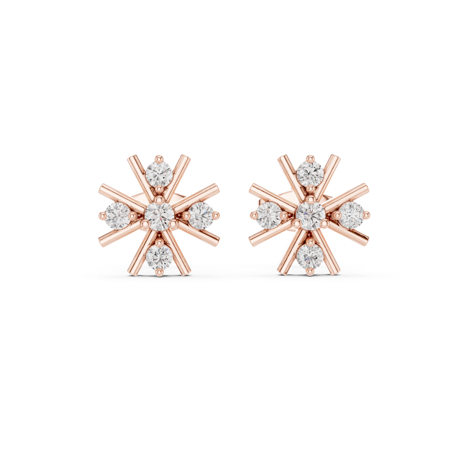 Lumière Starburst Round Diamond Stud Earrings
