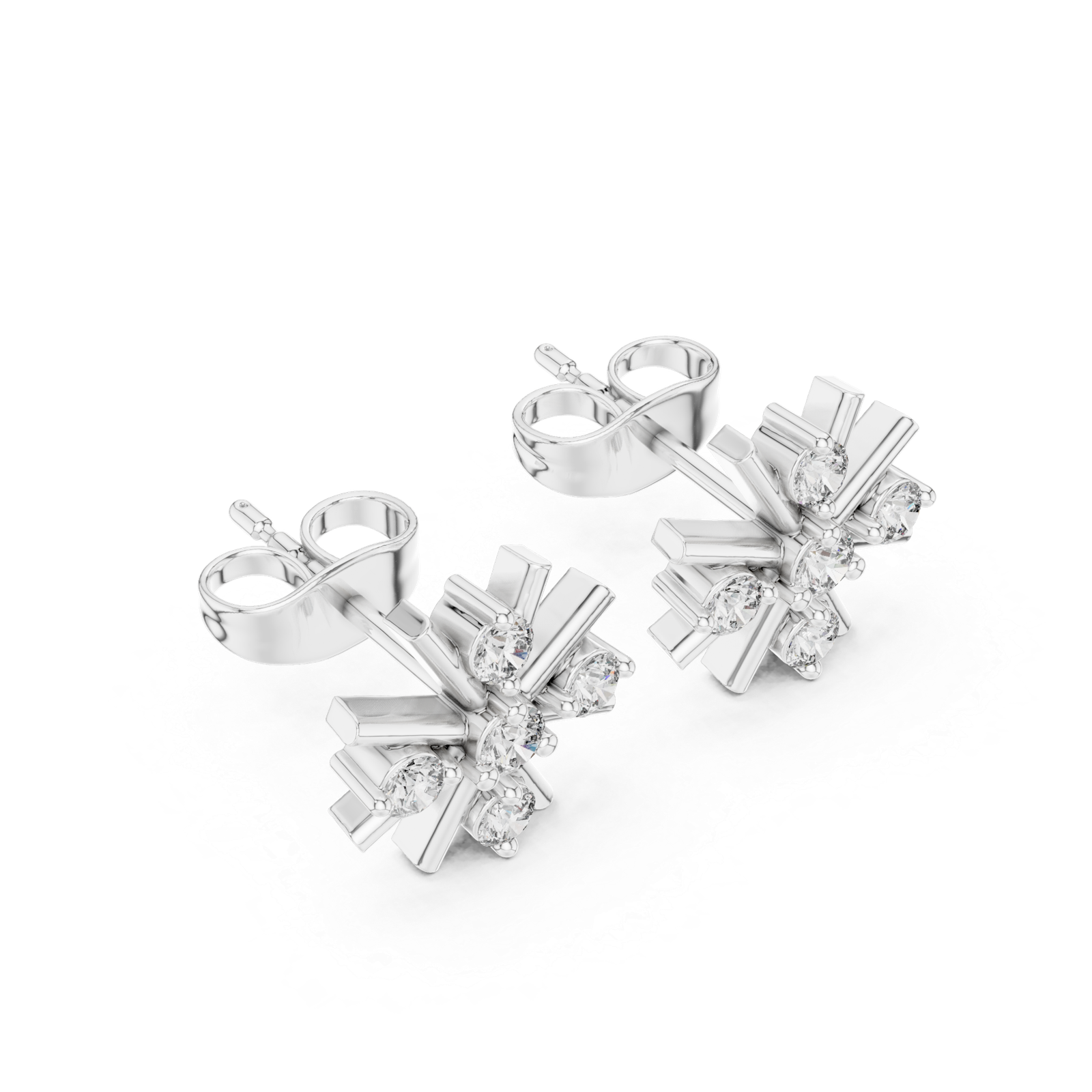 Lumière Starburst Round Diamond Stud Earrings