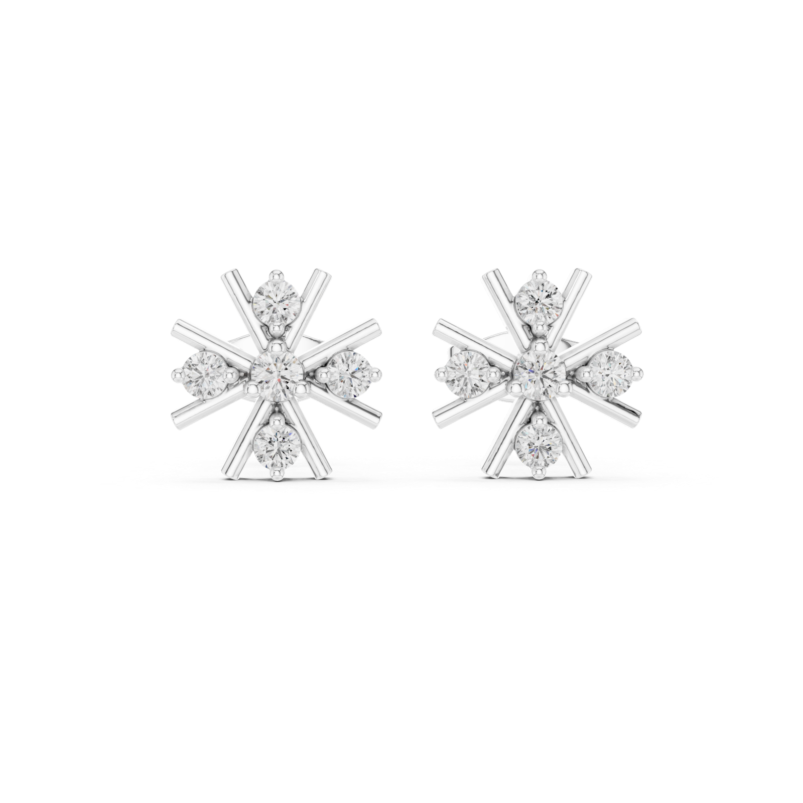 Lumière Starburst Round Diamond Stud Earrings