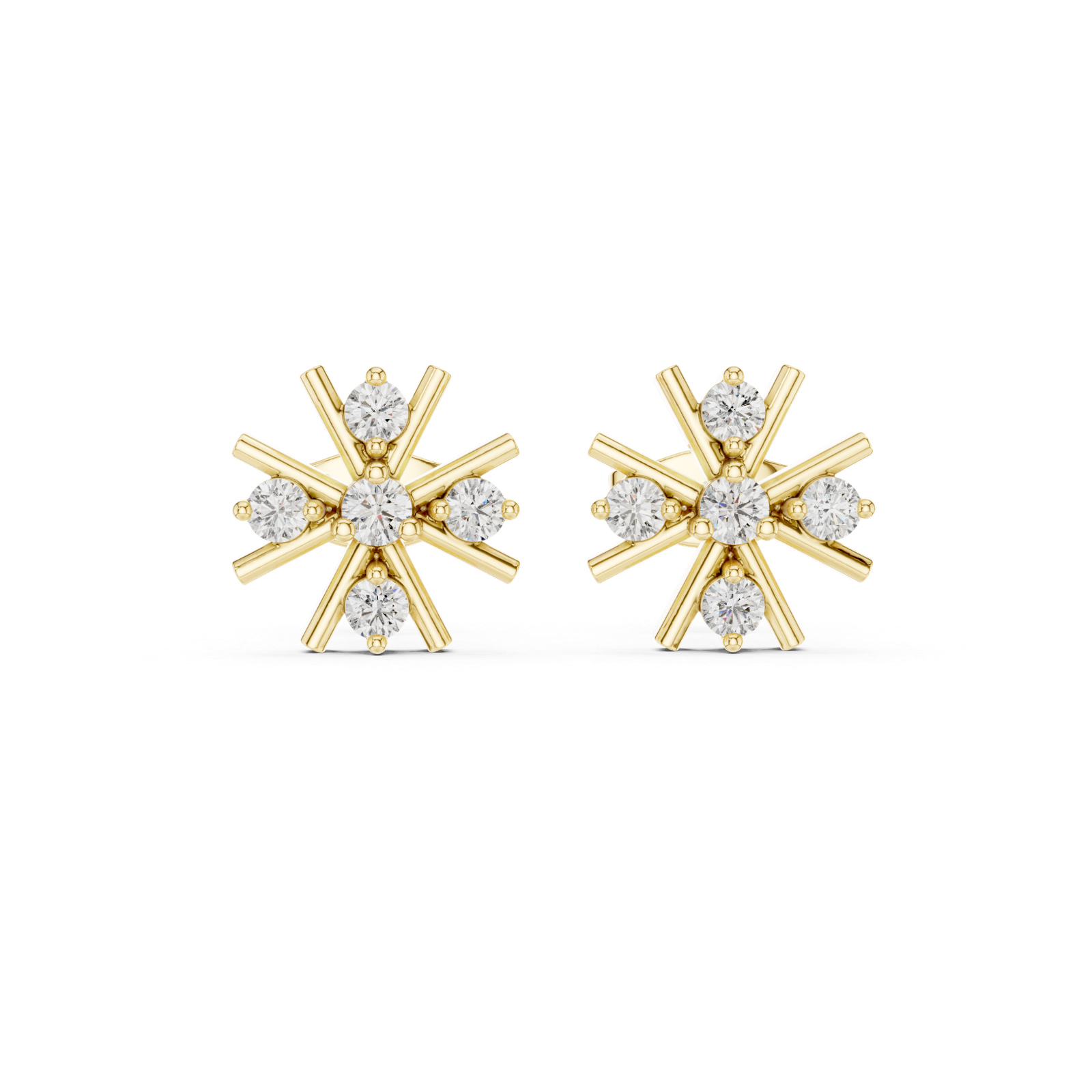 Lumière Starburst Round Diamond Stud Earrings