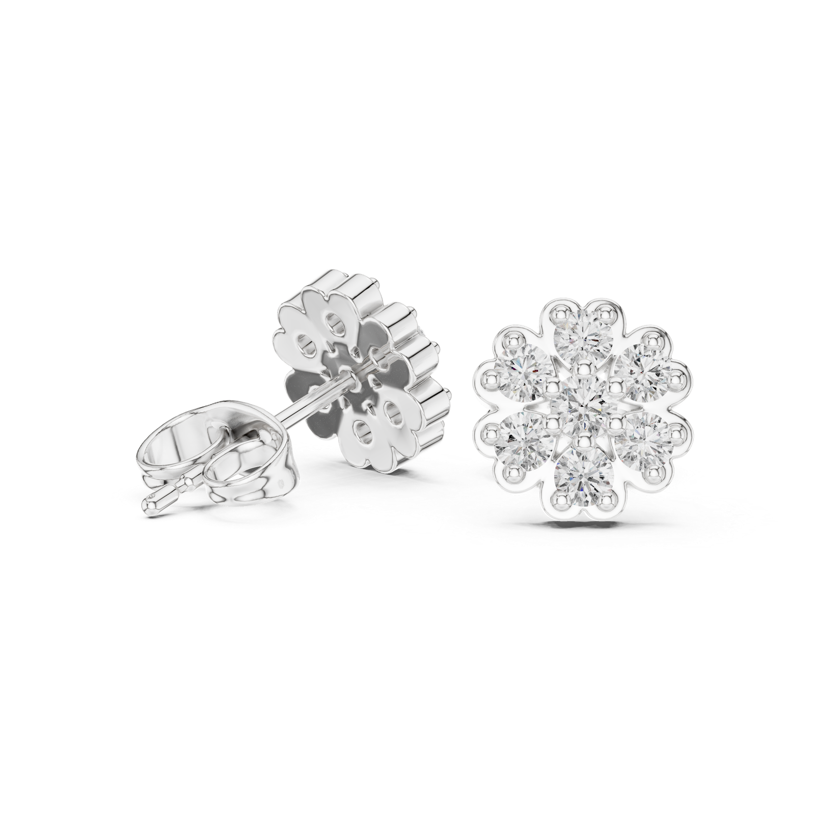 Riviera Floral Petal Diamond Stud Earrings