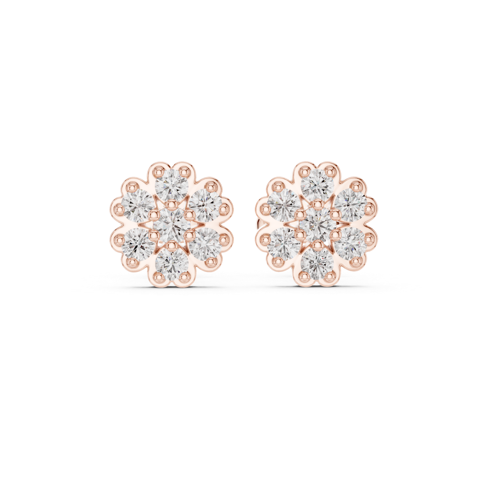 Riviera Floral Petal Diamond Stud Earrings
