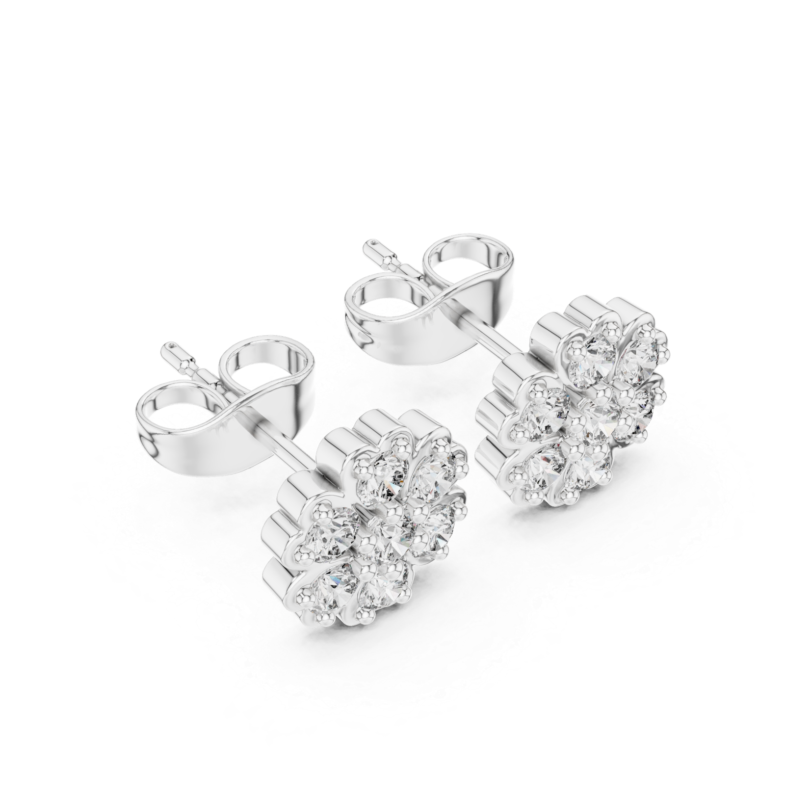 Riviera Floral Petal Diamond Stud Earrings
