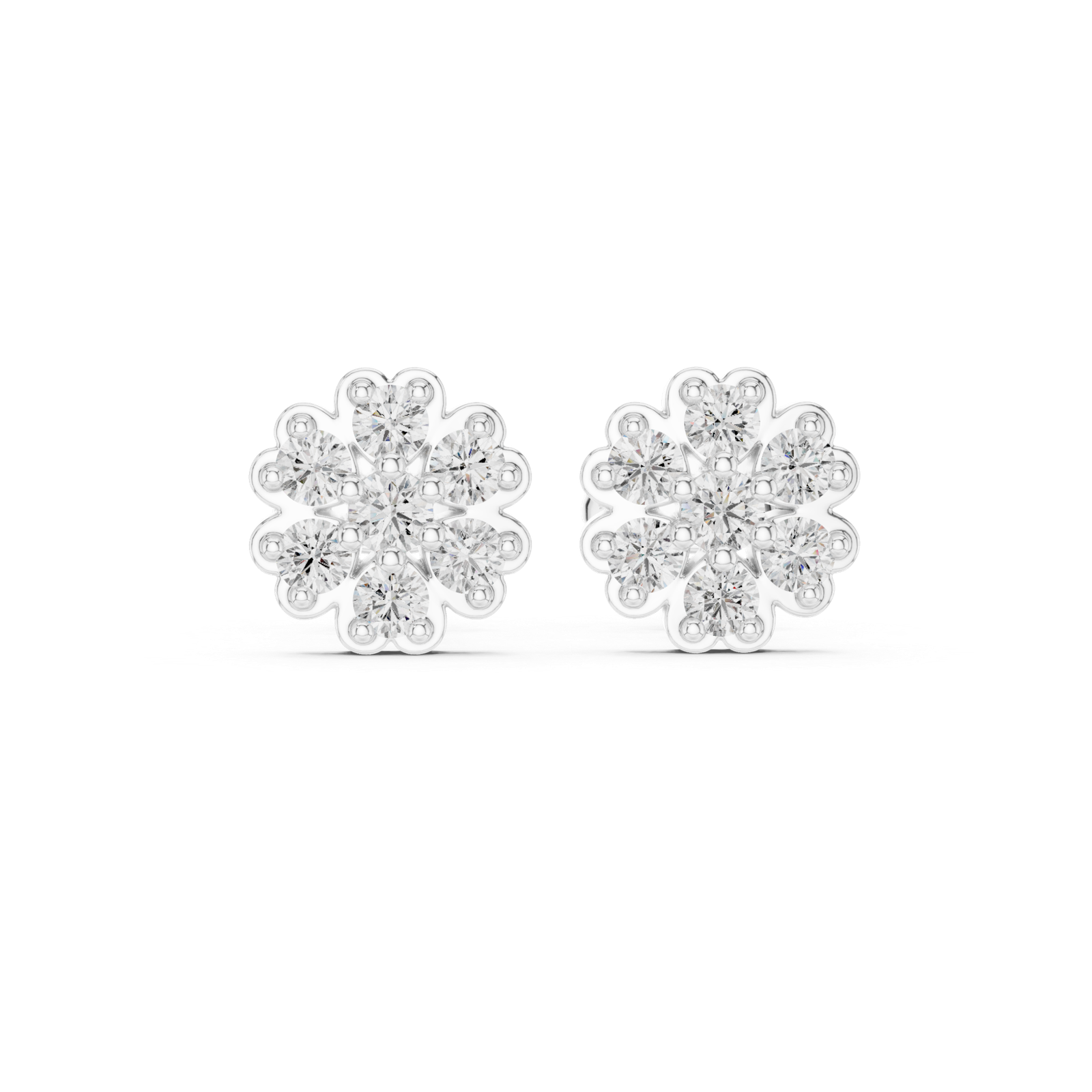 Riviera Floral Petal Diamond Stud Earrings