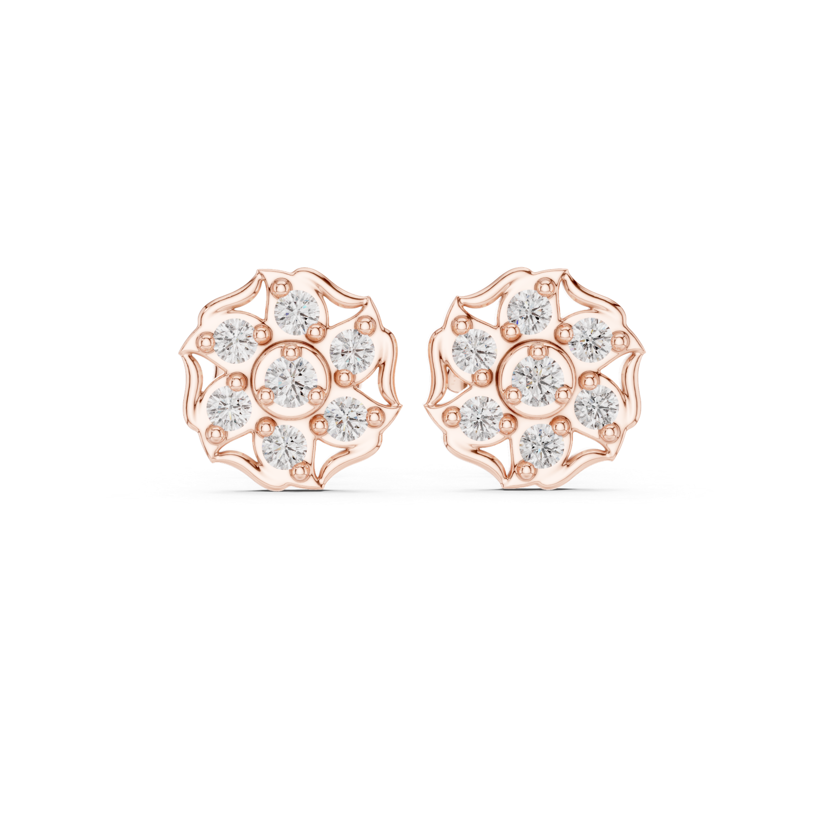 Amour Swirl Floral Diamond Stud Earrings