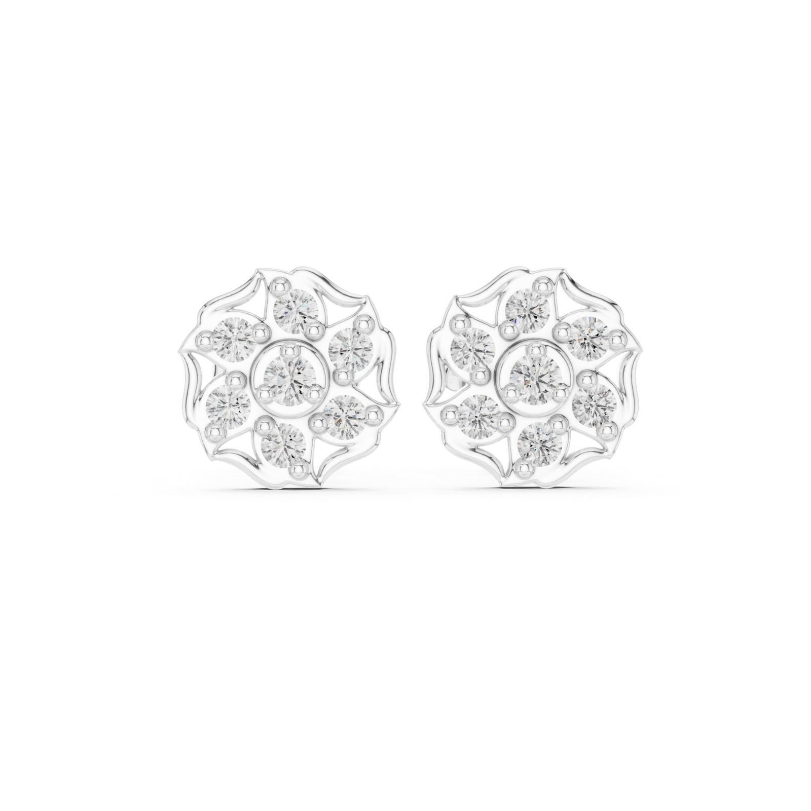 Amour Swirl Floral Diamond Stud Earrings