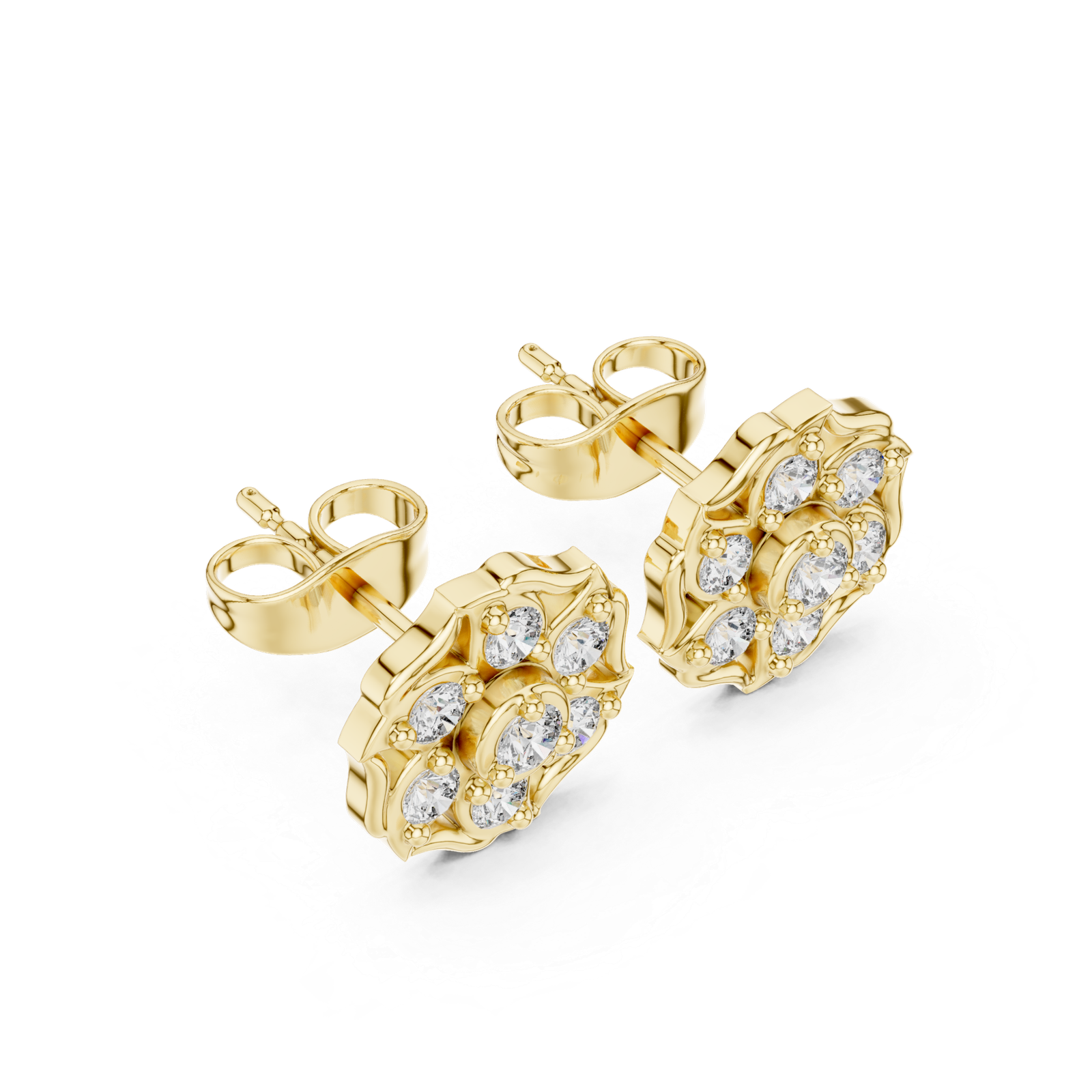 Amour Swirl Floral Diamond Stud Earrings