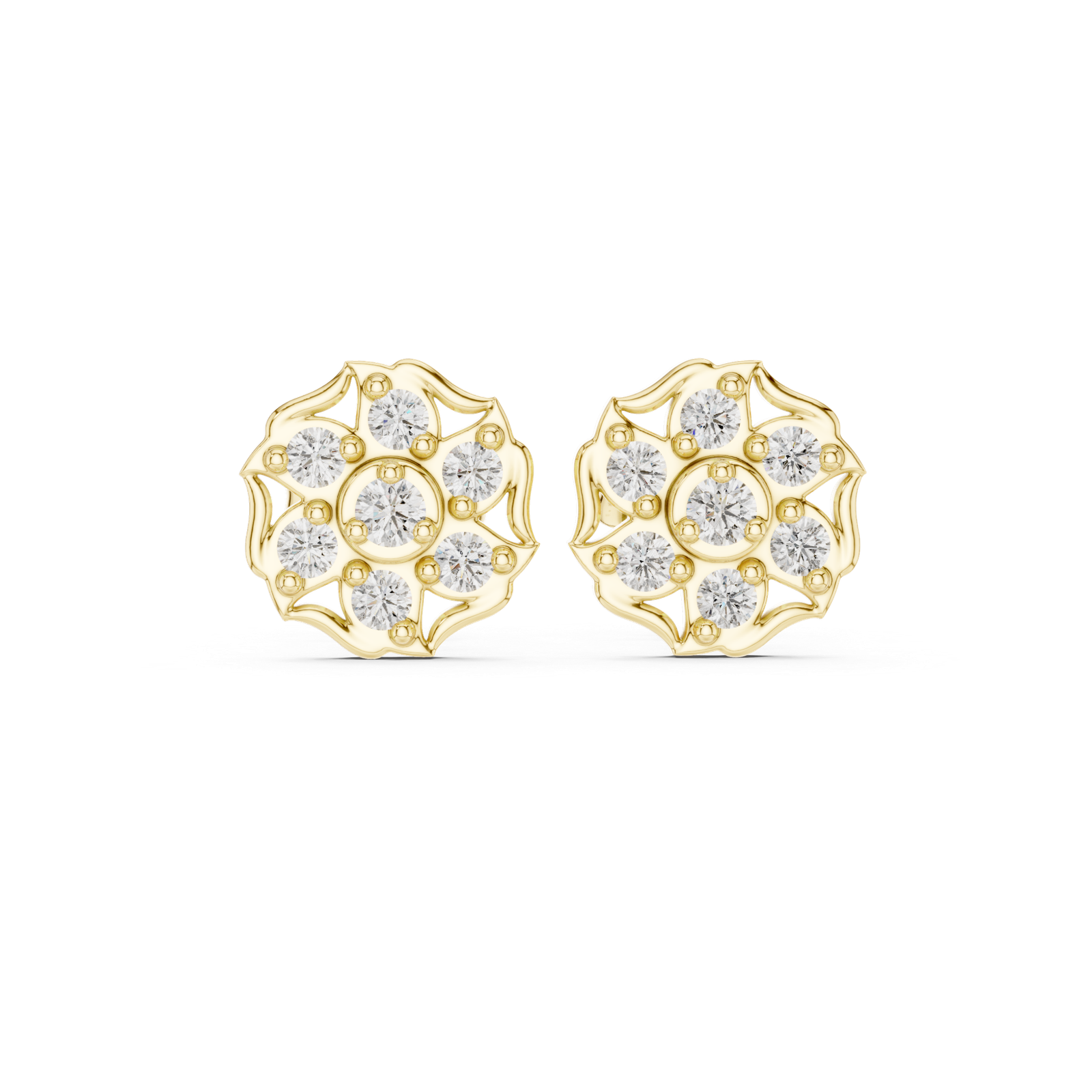 Amour Swirl Floral Diamond Stud Earrings