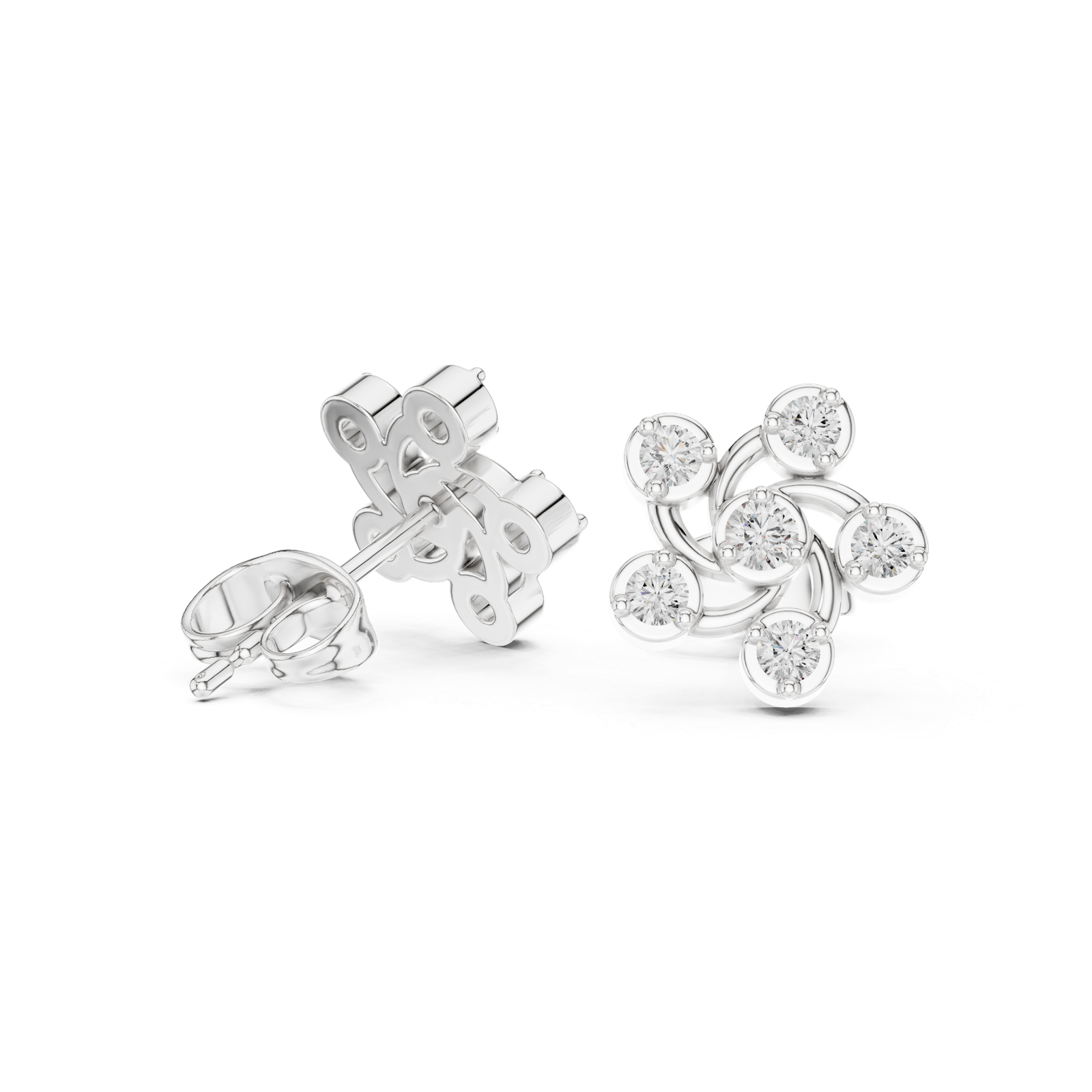 Ligne Spiral Bloom Diamond Stud Earrings