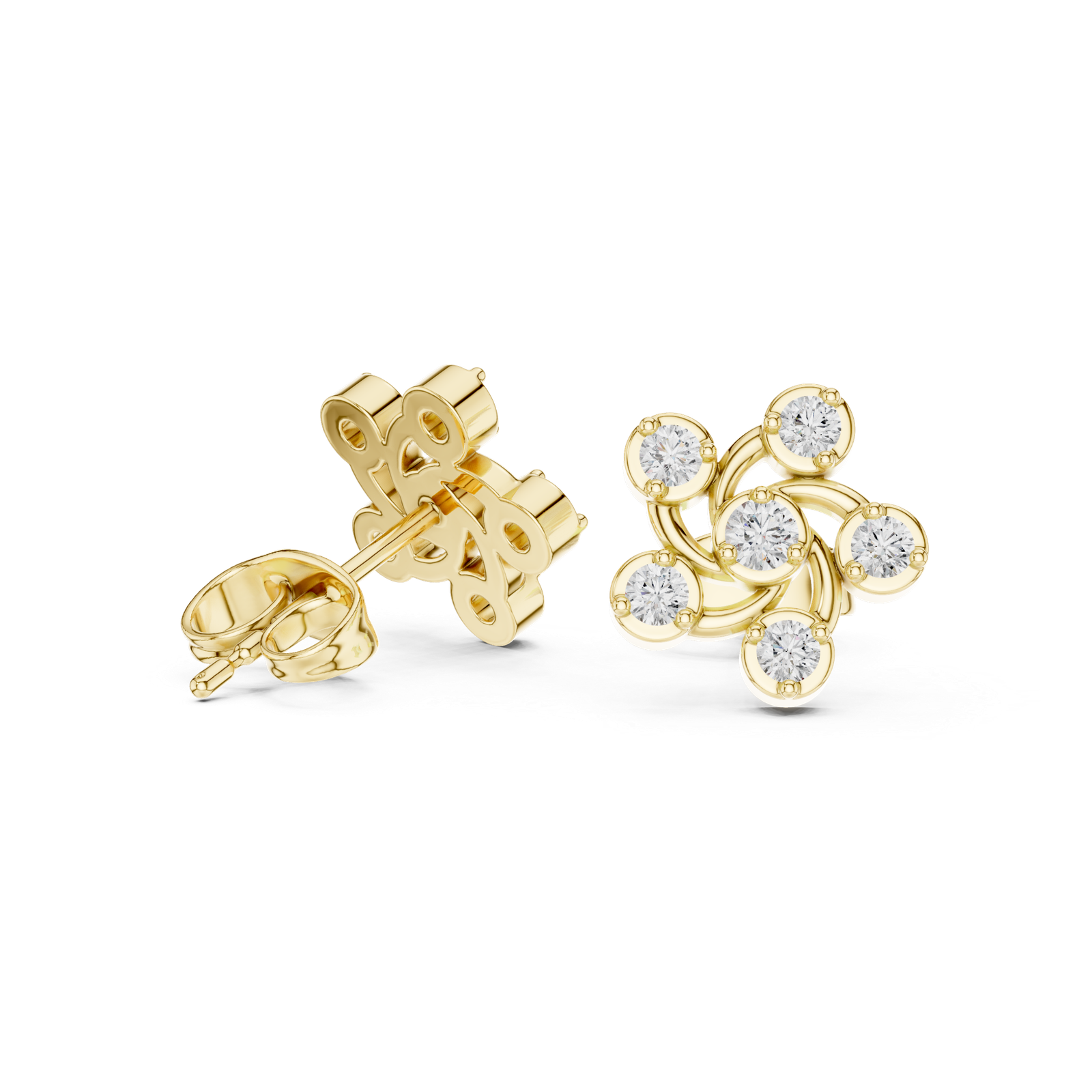 Ligne Spiral Bloom Diamond Stud Earrings