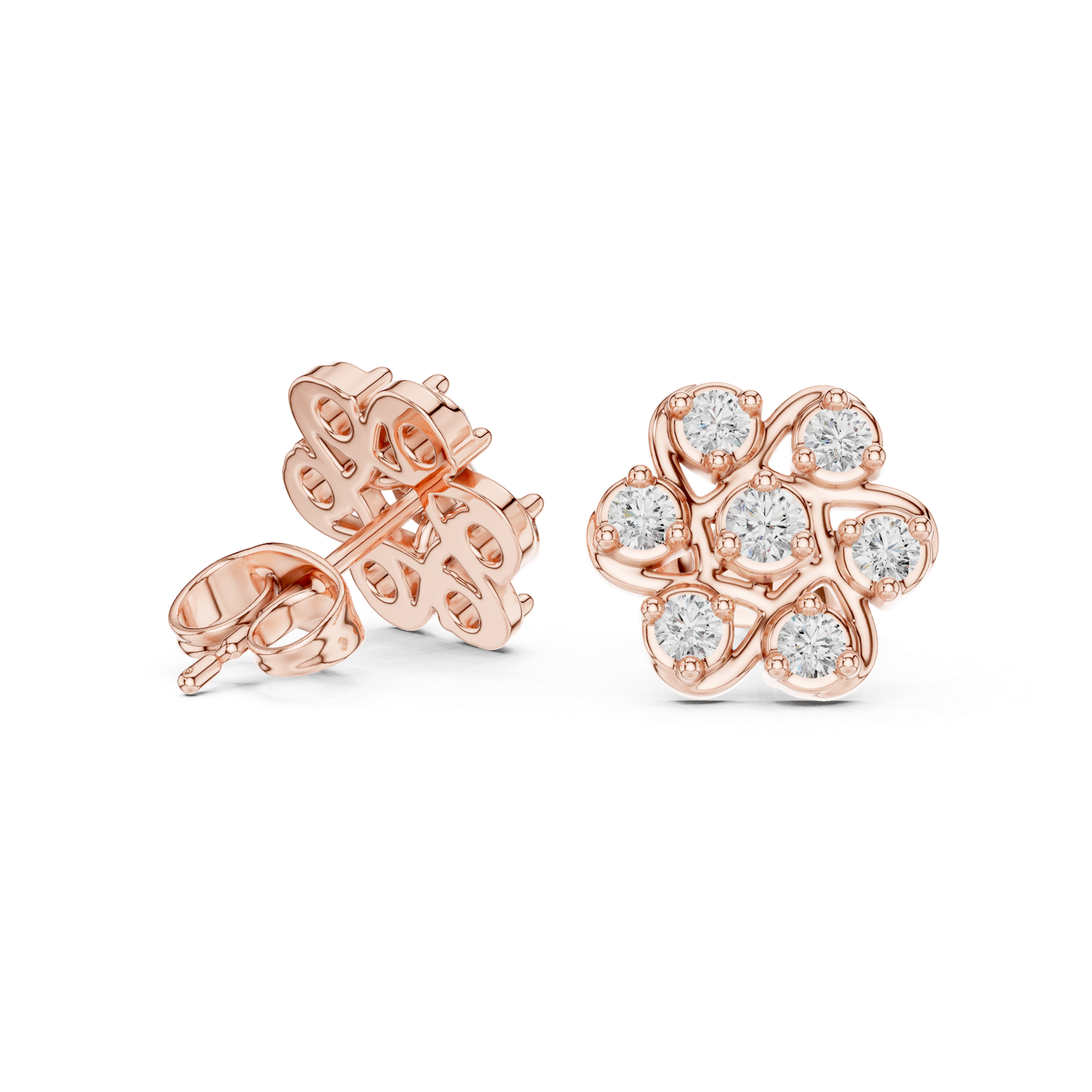 Seraphine Clover Floral Diamond Stud Earrings