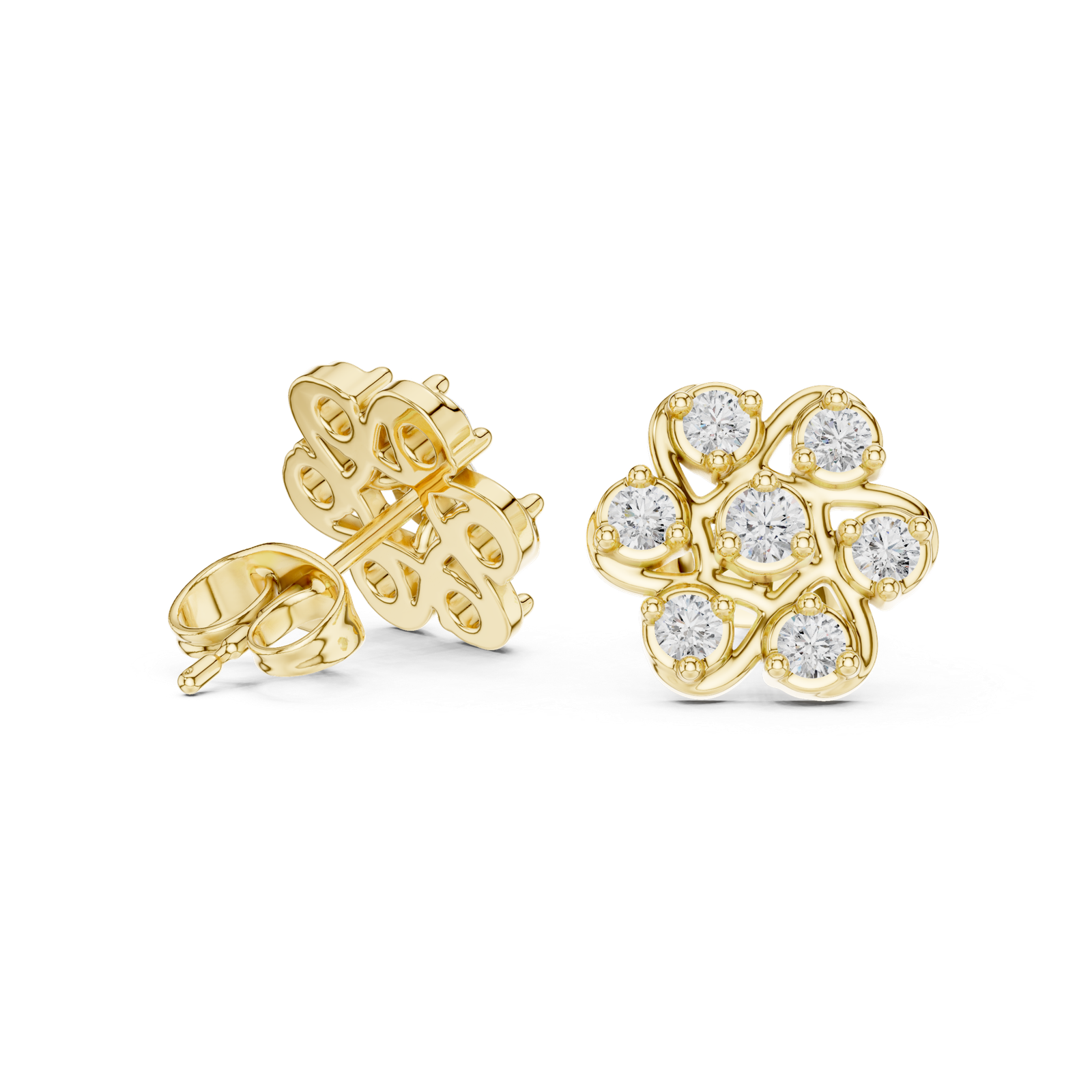 Seraphine Clover Floral Diamond Stud Earrings