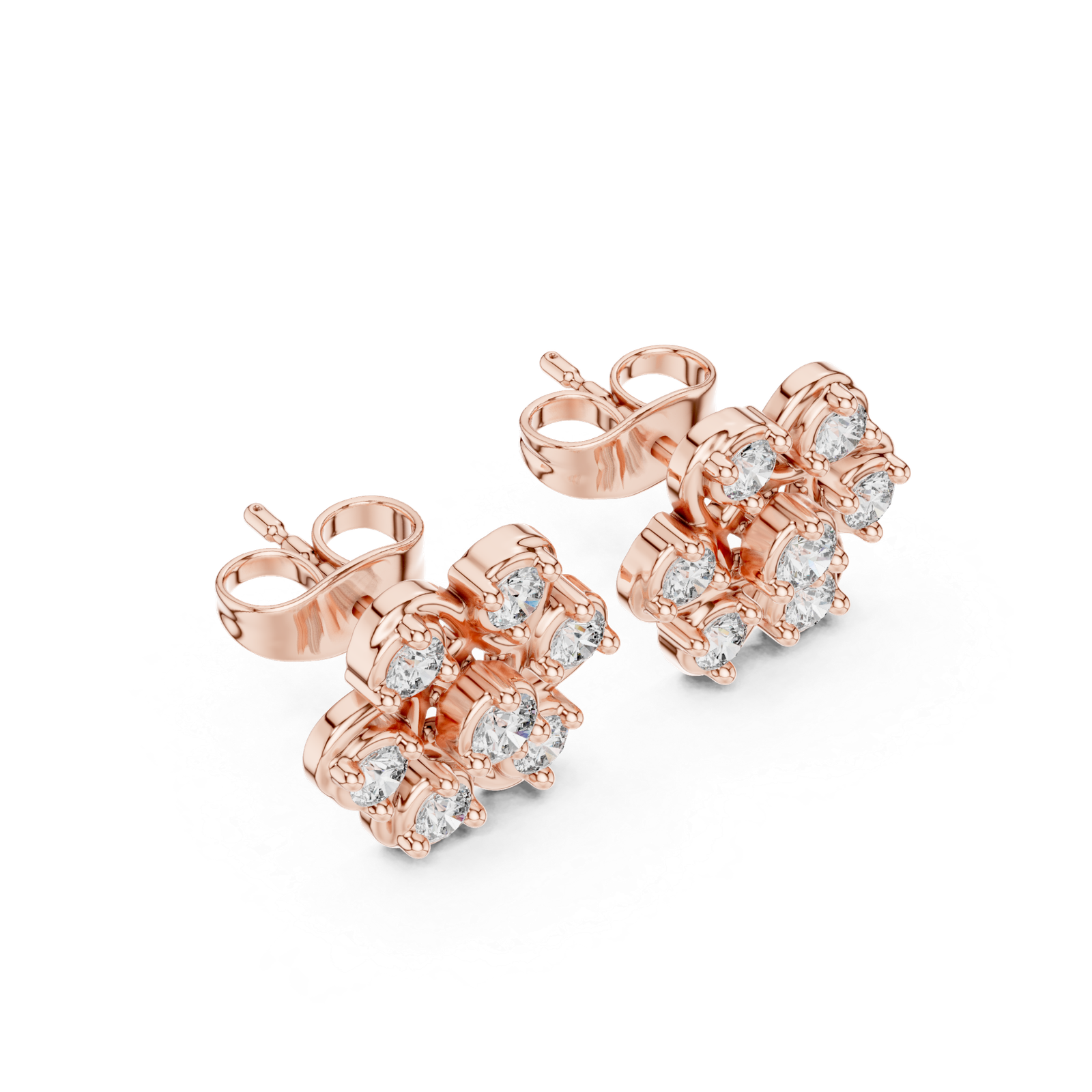 Seraphine Clover Floral Diamond Stud Earrings