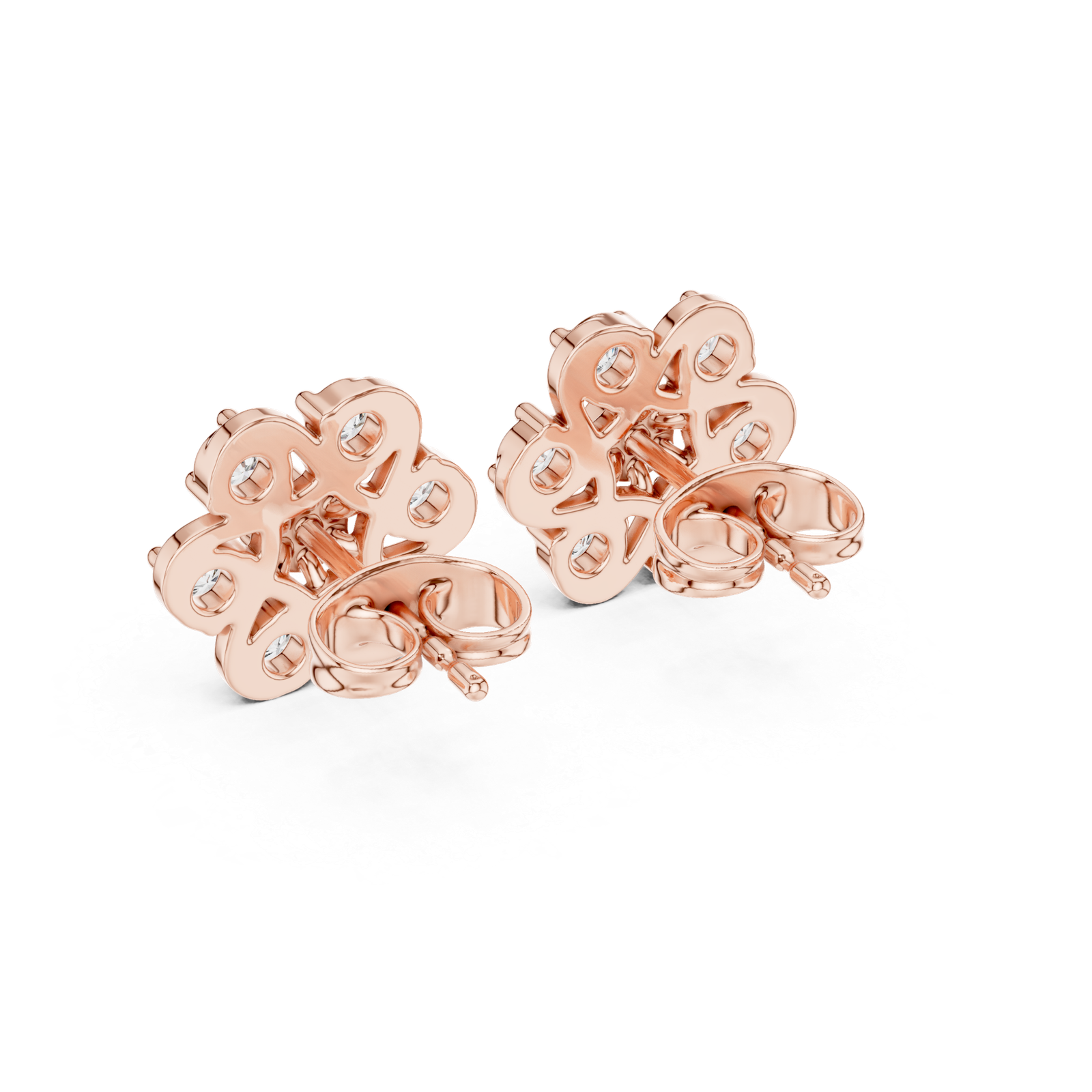 Seraphine Clover Floral Diamond Stud Earrings