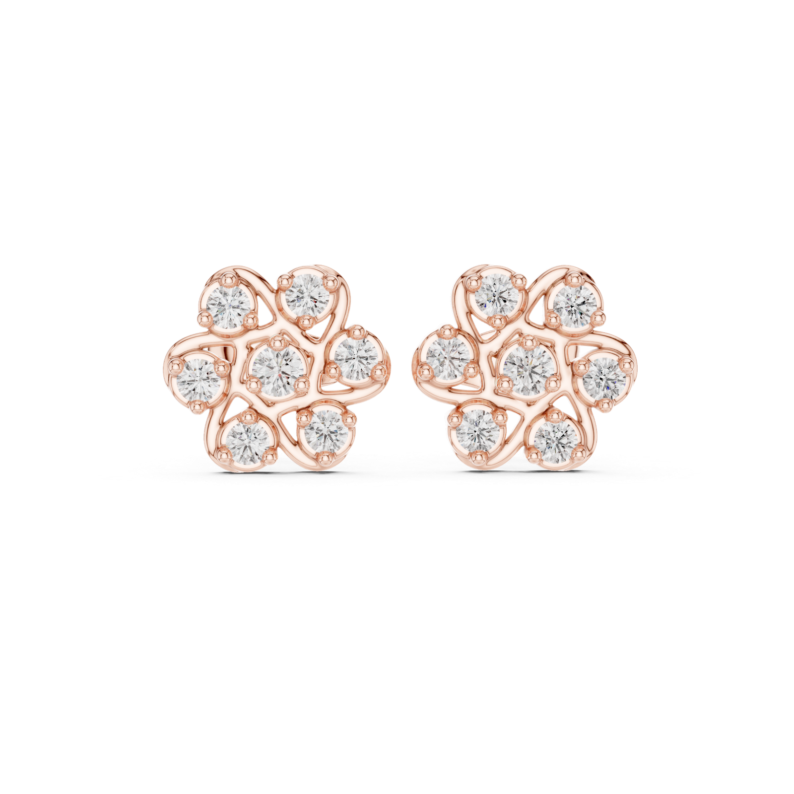 Seraphine Clover Floral Diamond Stud Earrings