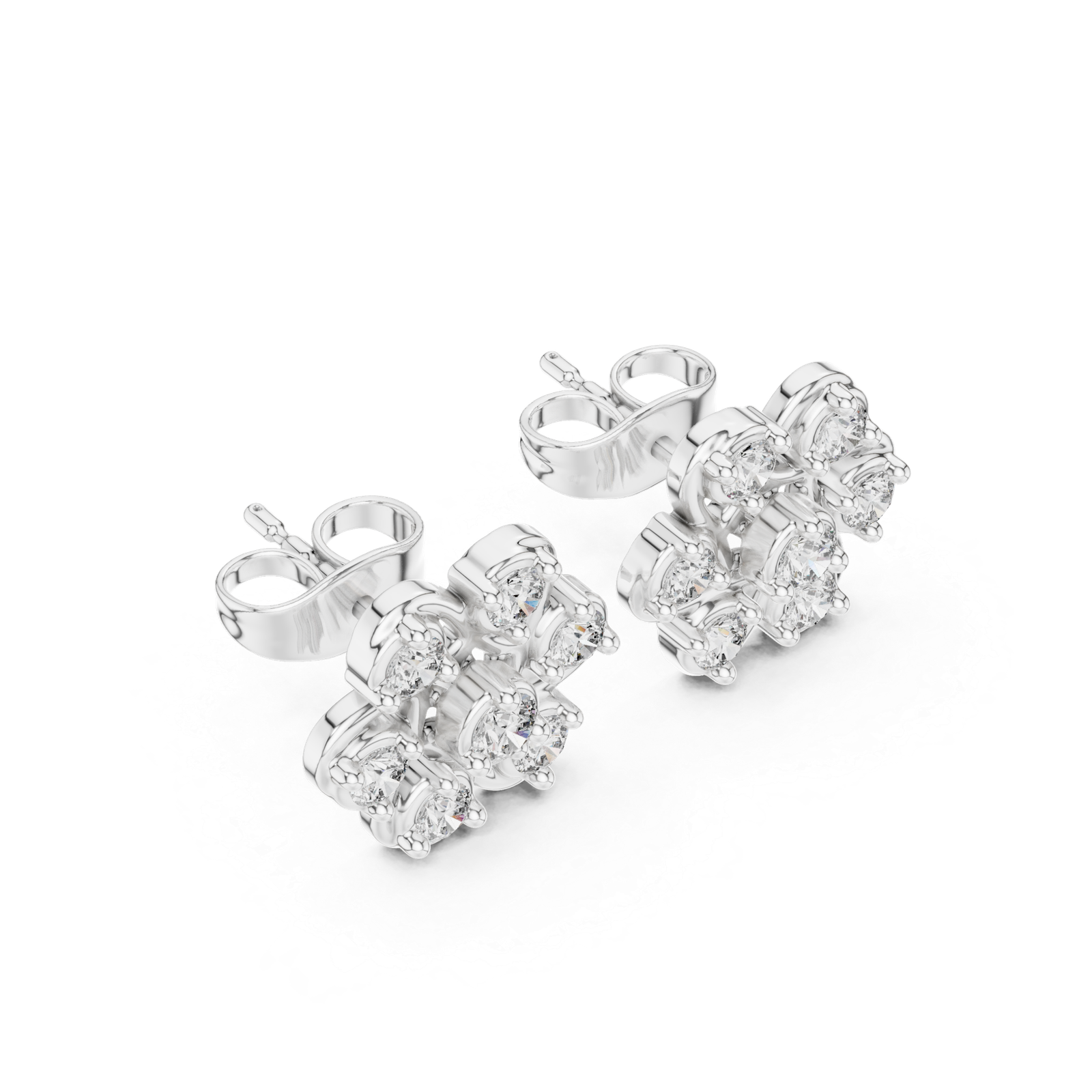 Seraphine Clover Floral Diamond Stud Earrings