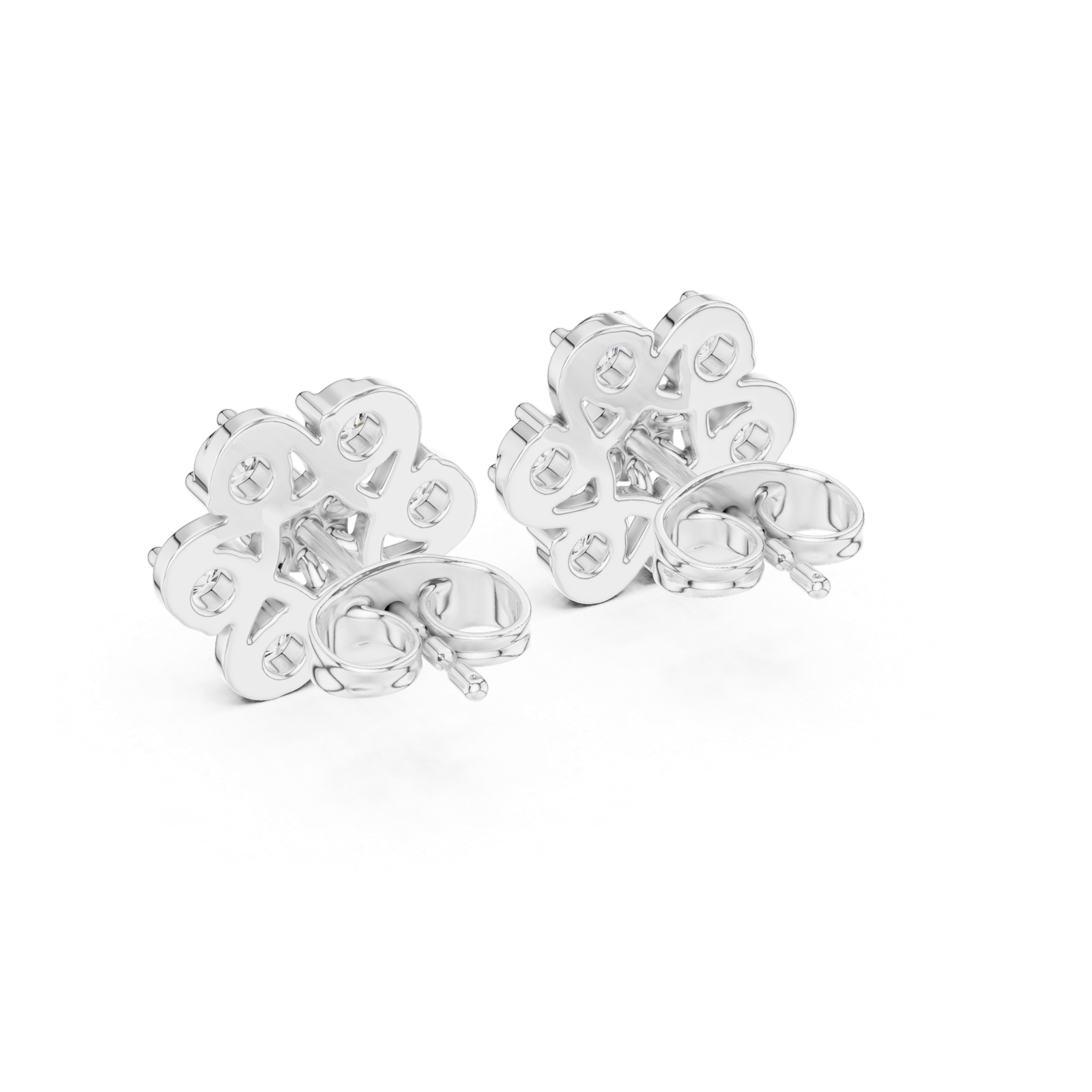 Seraphine Clover Floral Diamond Stud Earrings