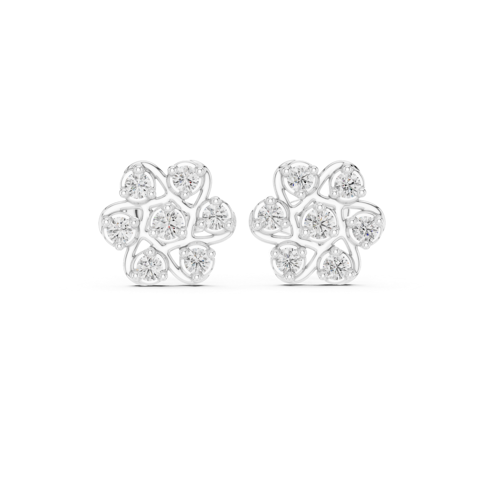 Seraphine Clover Floral Diamond Stud Earrings
