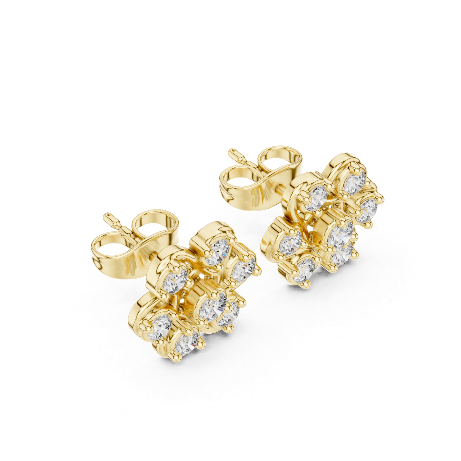 Seraphine Clover Floral Diamond Stud Earrings