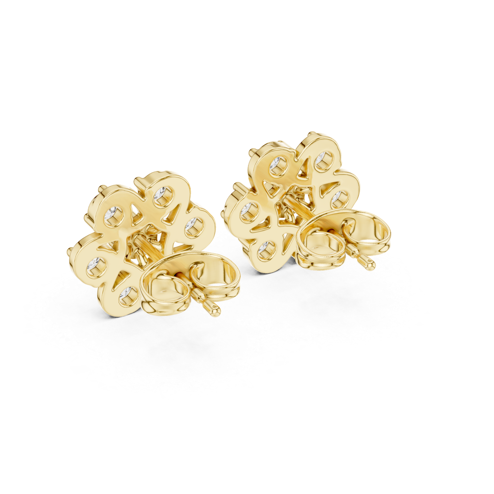 Seraphine Clover Floral Diamond Stud Earrings