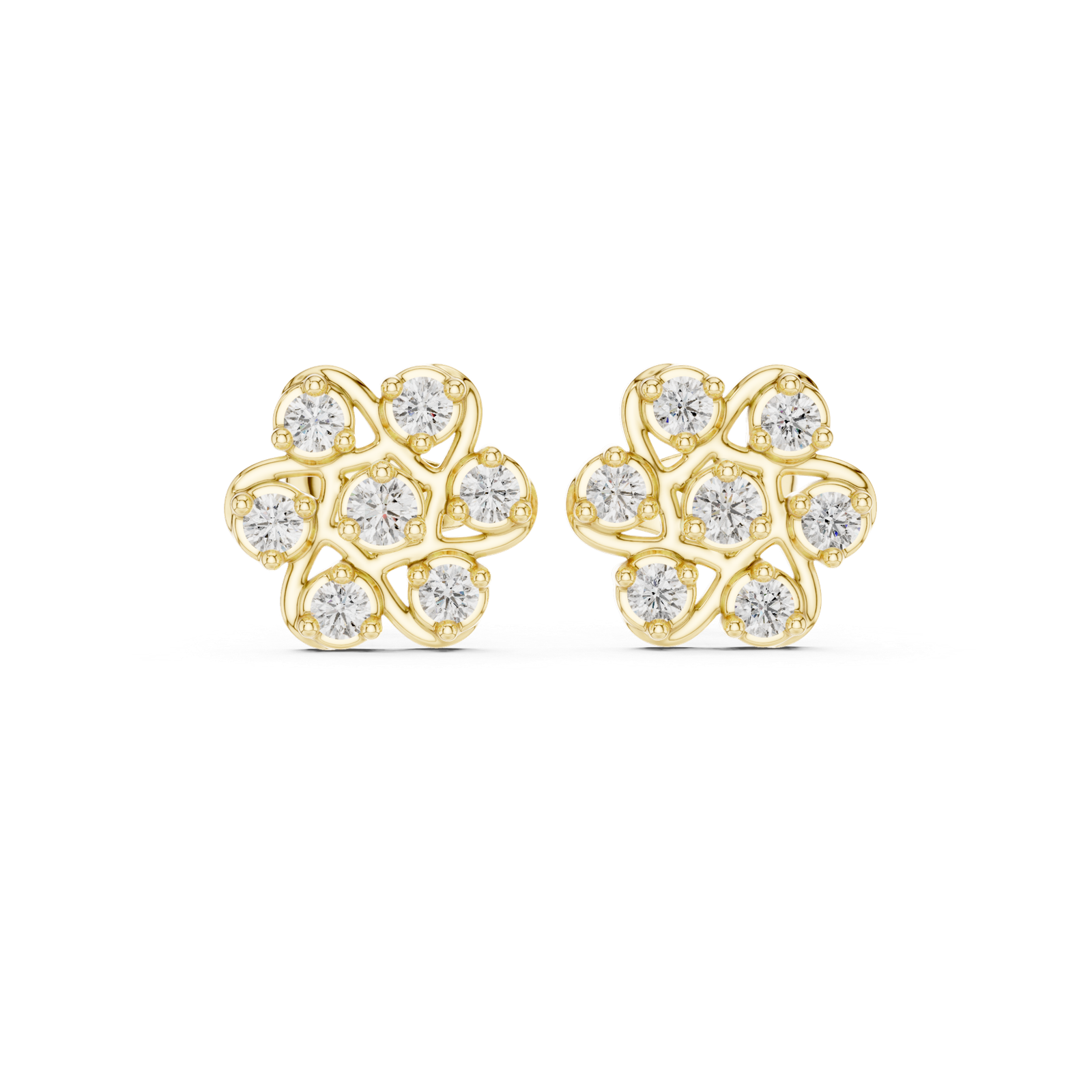 Seraphine Clover Floral Diamond Stud Earrings
