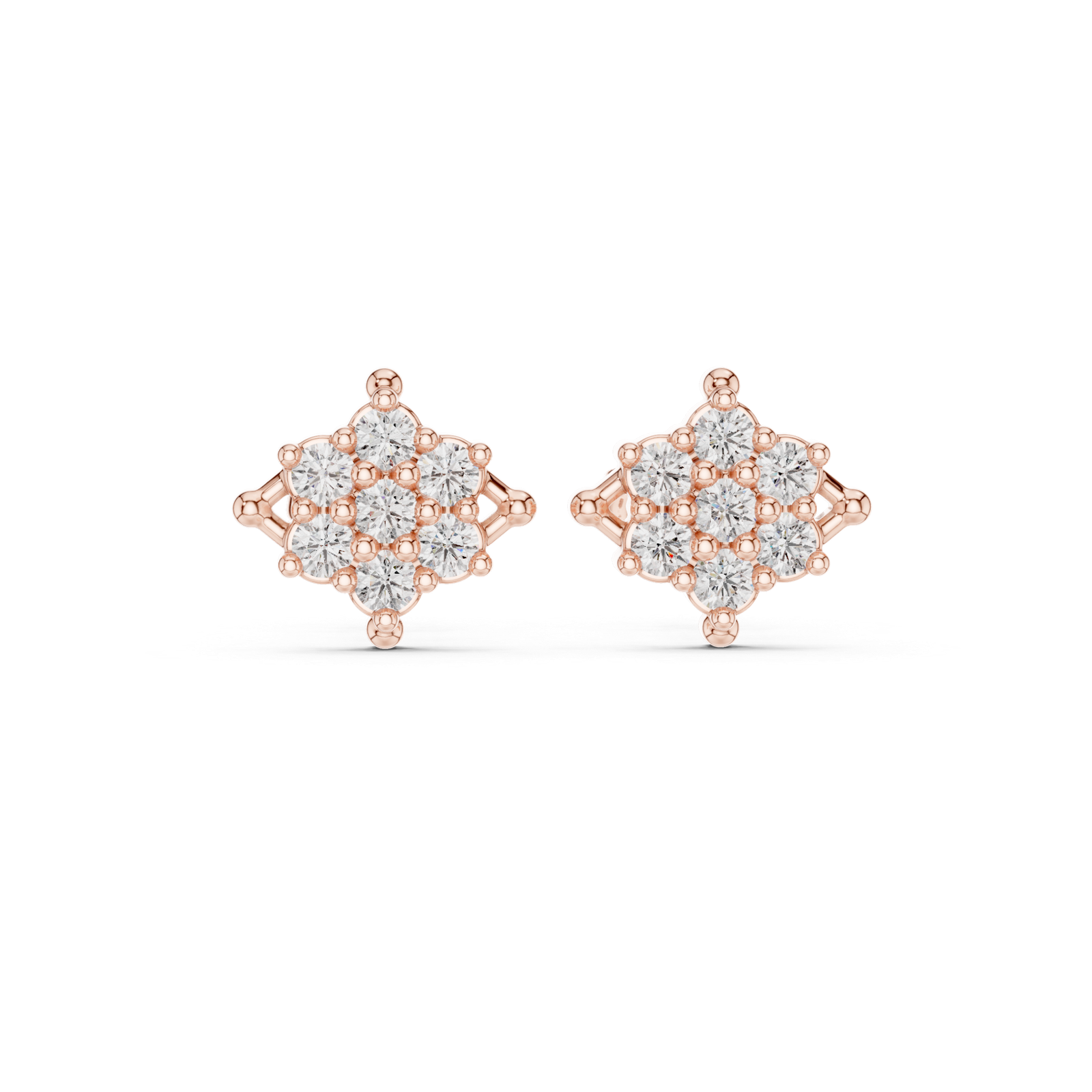 Opaline Petite Flower Diamond Stud Earrings