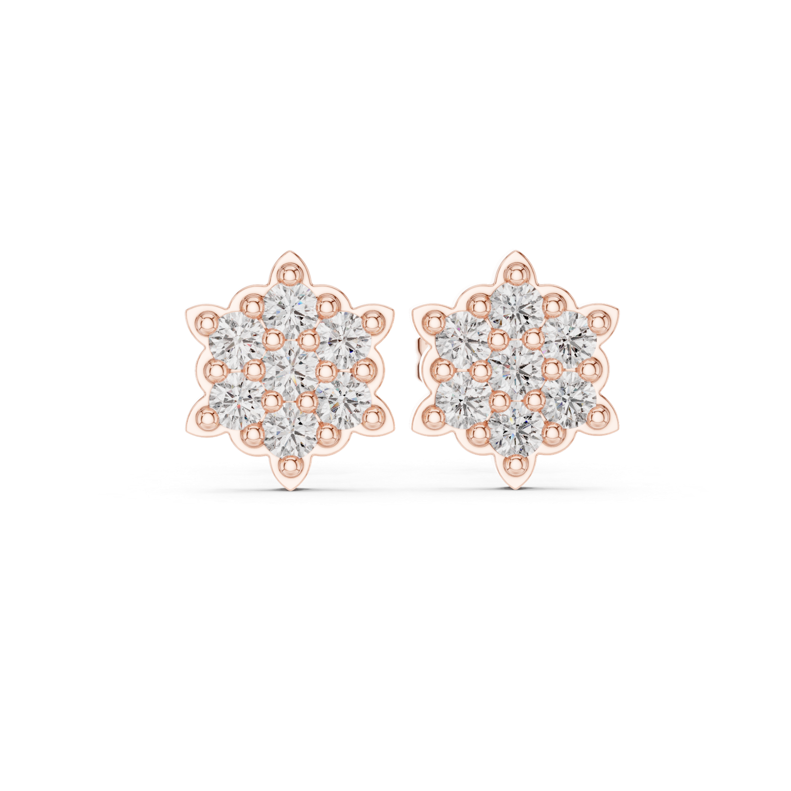 Milano Honeycomb Diamond Cluster Stud Earrings