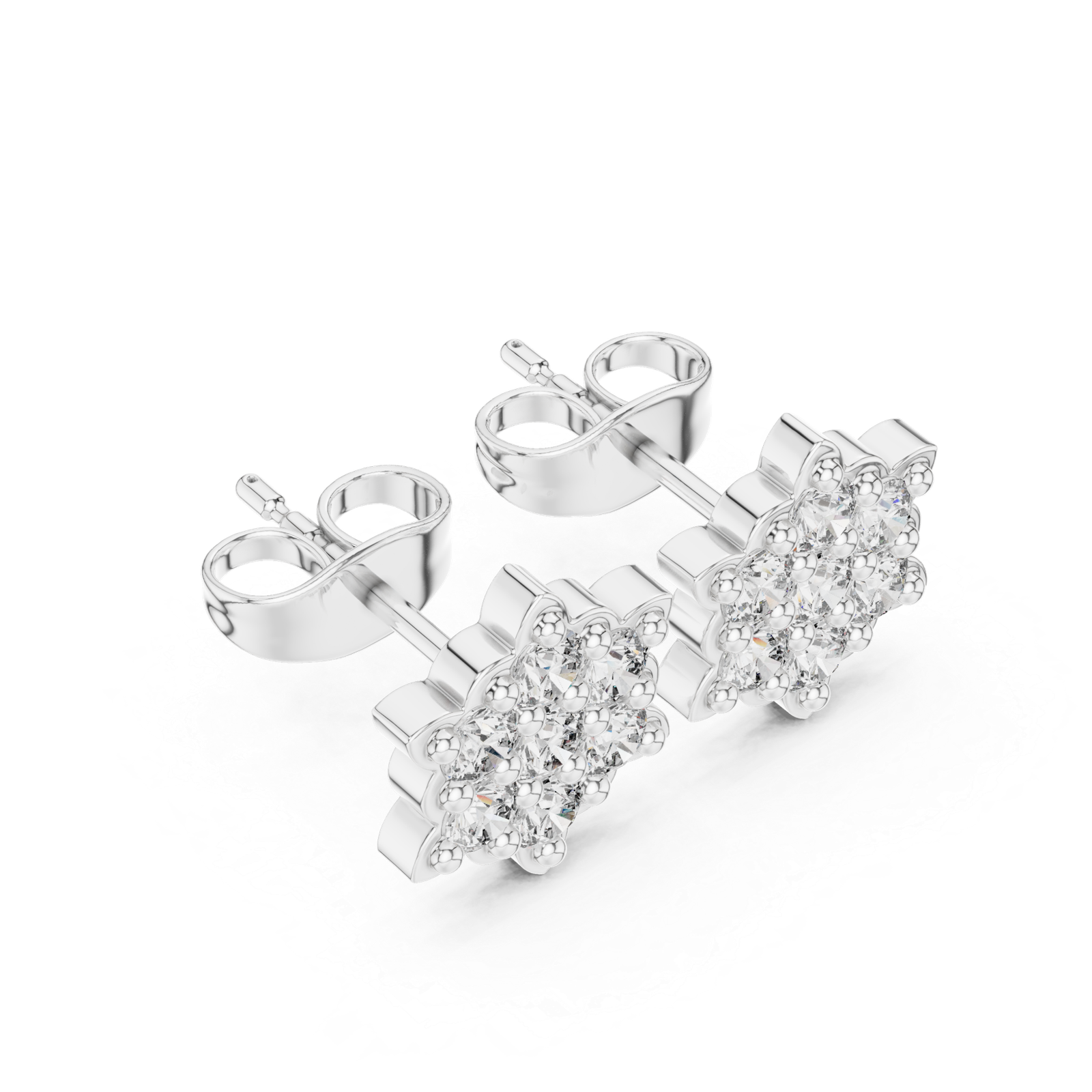 Milano Honeycomb Diamond Cluster Stud Earrings