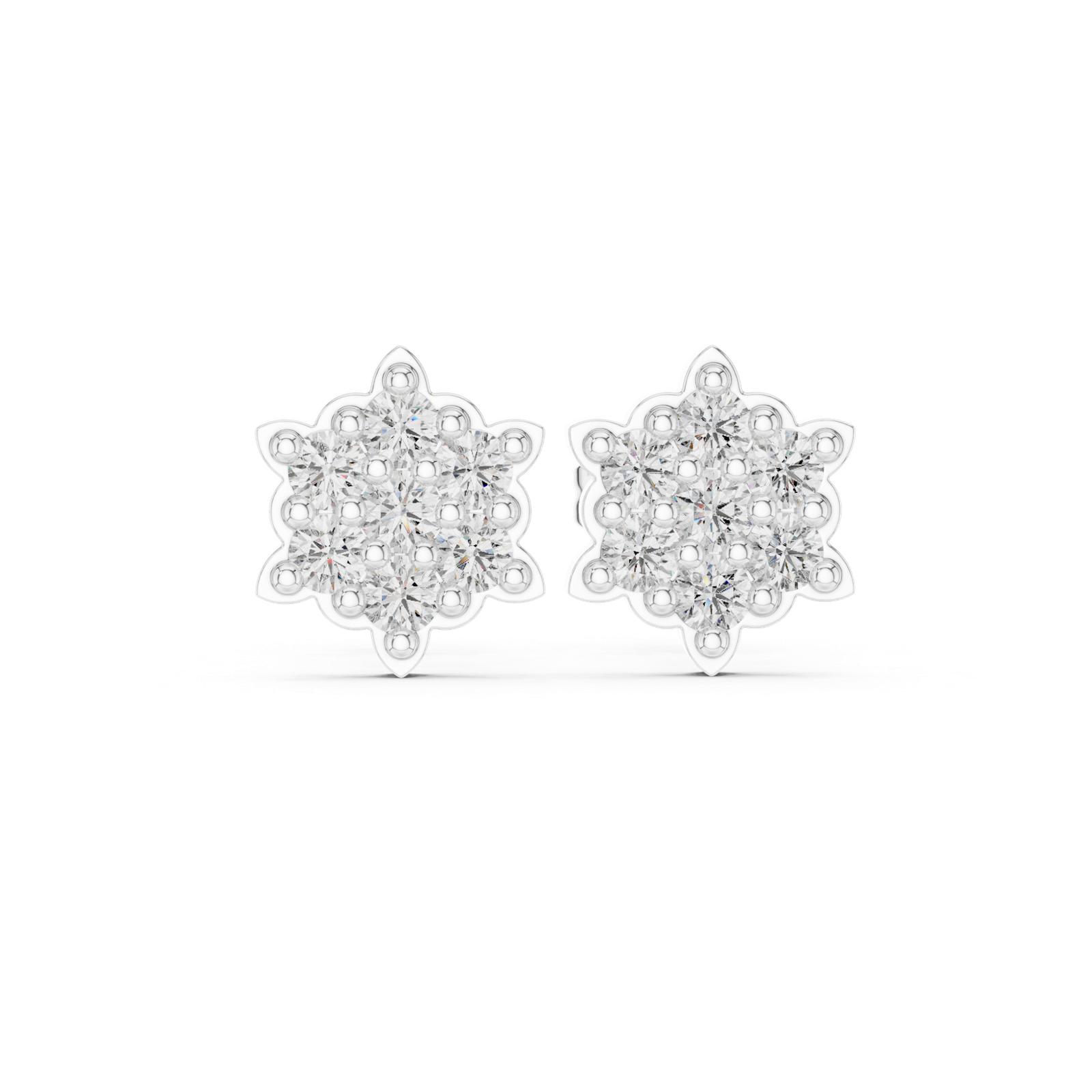 Milano Honeycomb Diamond Cluster Stud Earrings