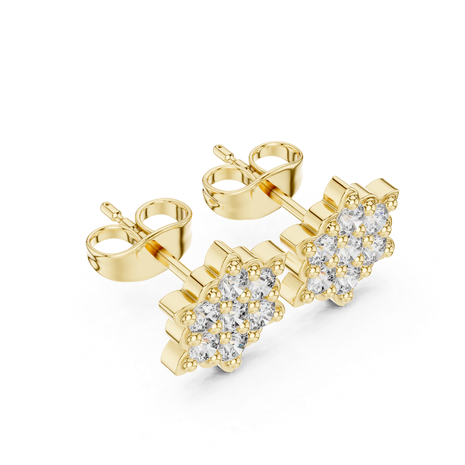 Milano Honeycomb Diamond Cluster Stud Earrings
