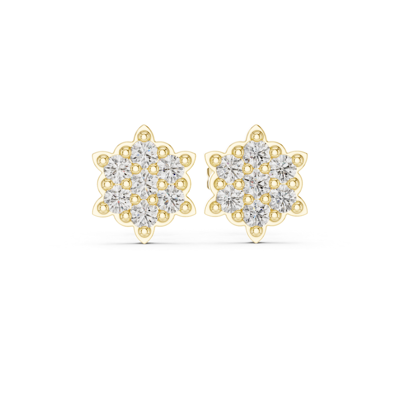 Milano Honeycomb Diamond Cluster Stud Earrings