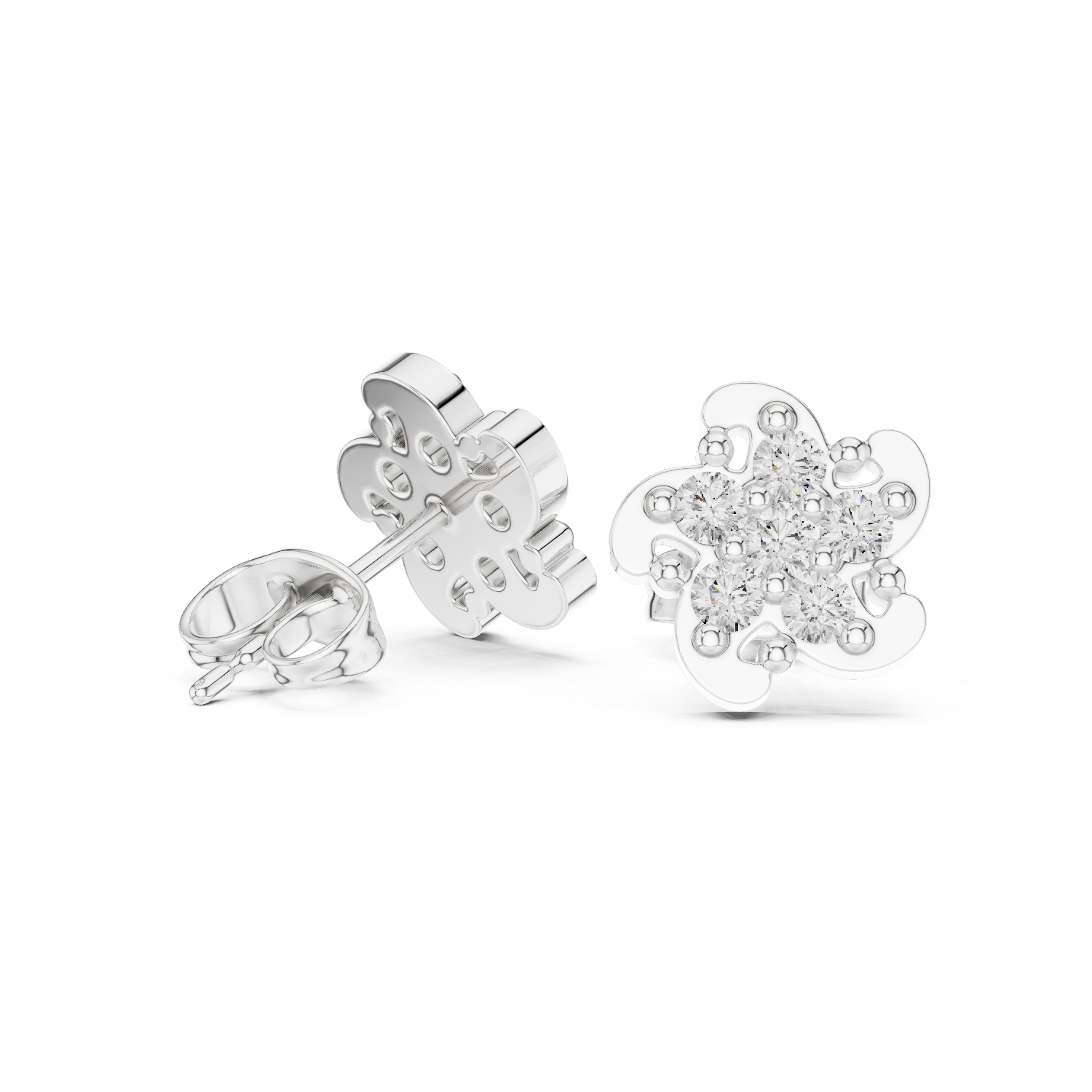 Vienna Mini Bloom Diamond Cluster Stud Earrings