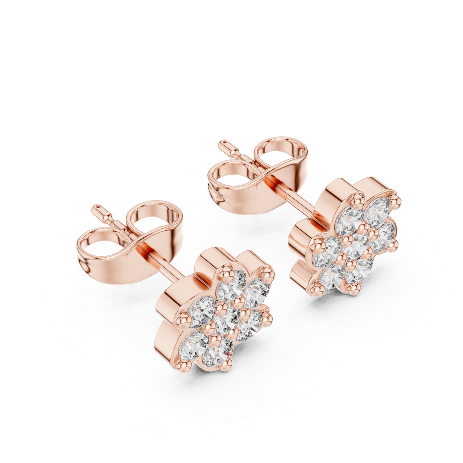 Royale Classic Flower Diamond Halo Stud Earrings
