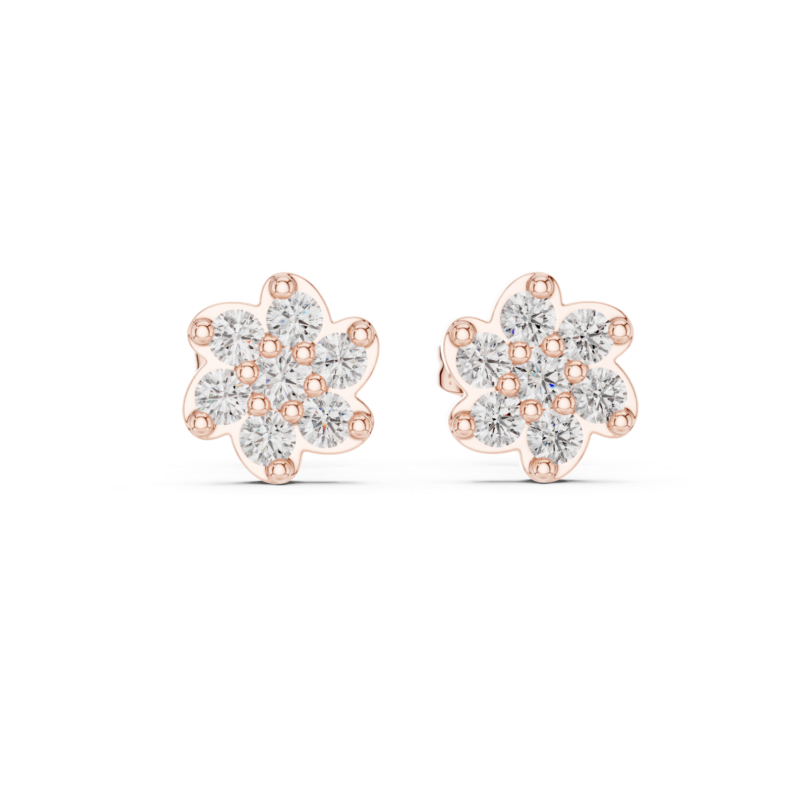Royale Classic Flower Diamond Halo Stud Earrings