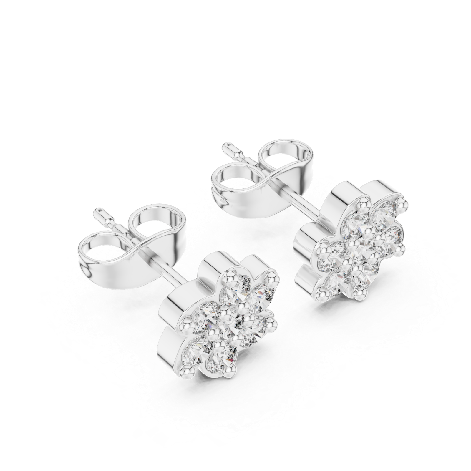 Royale Classic Flower Diamond Halo Stud Earrings