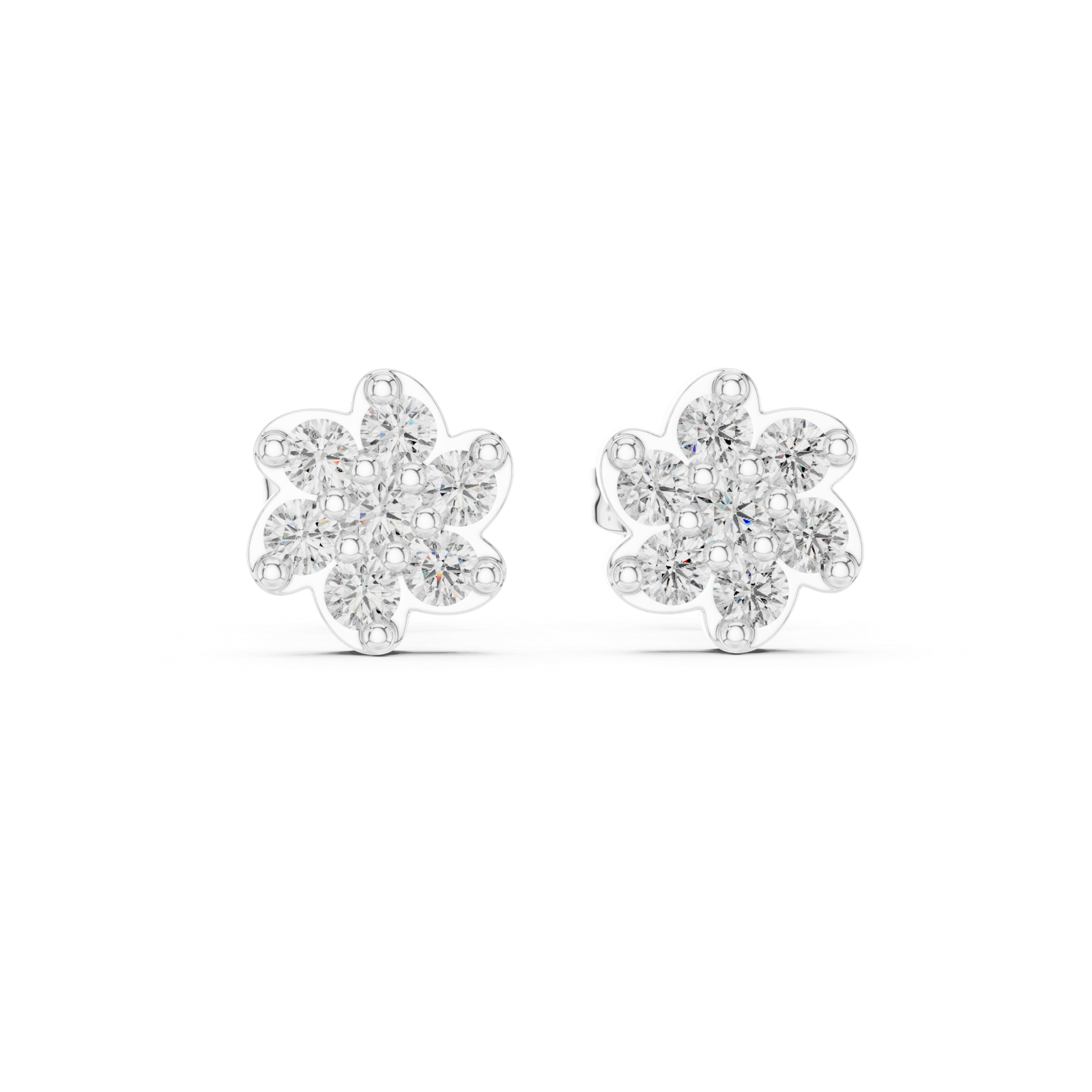 Royale Classic Flower Diamond Halo Stud Earrings