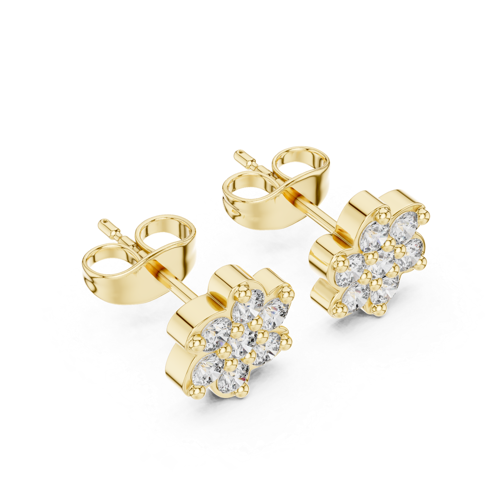 Royale Classic Flower Diamond Halo Stud Earrings