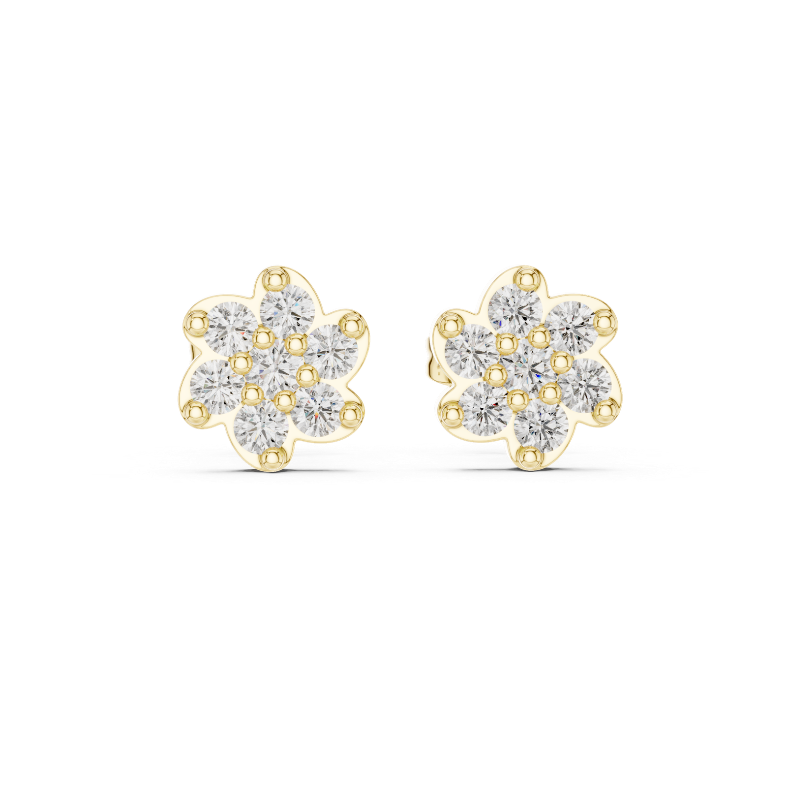 Royale Classic Flower Diamond Halo Stud Earrings