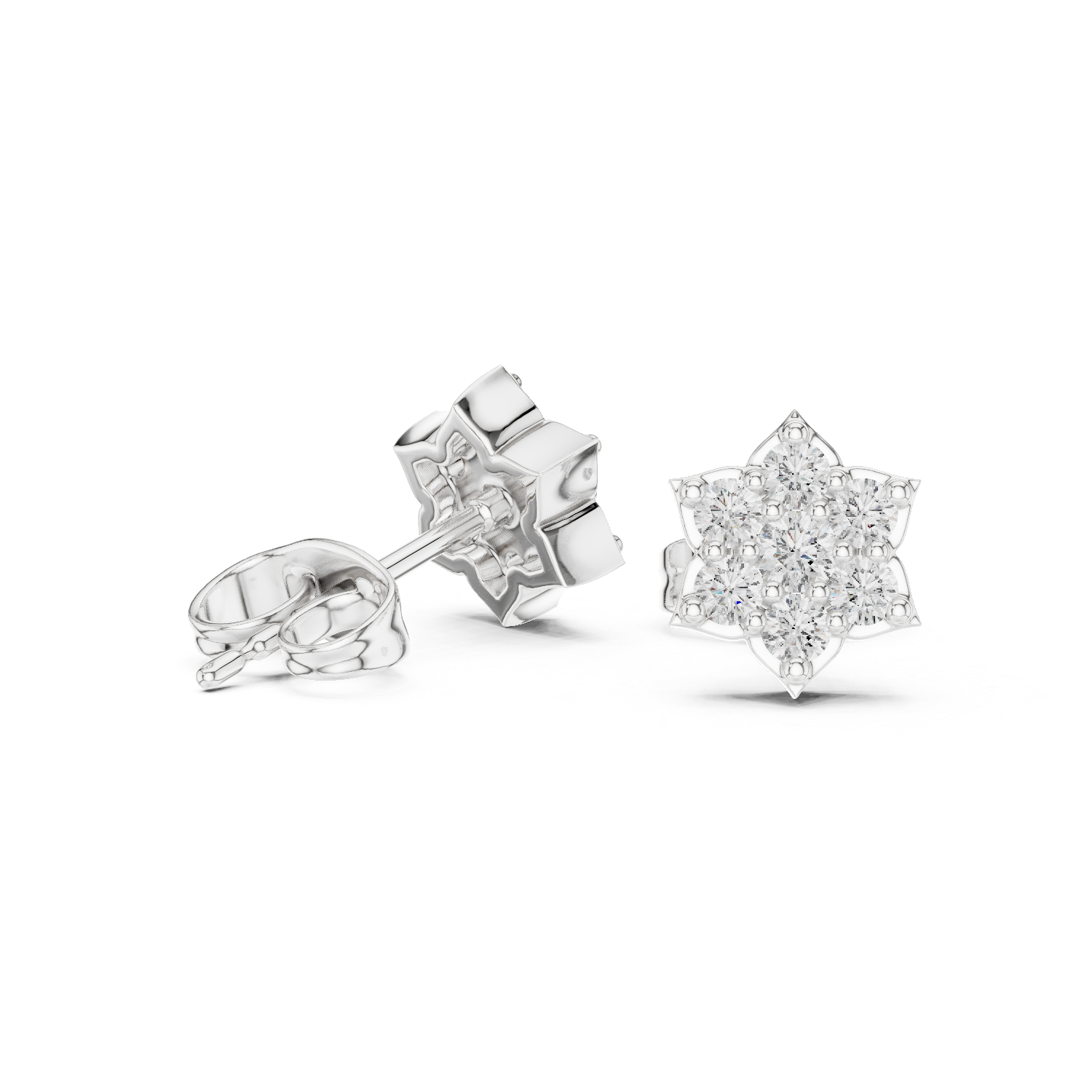 Florenza Star Petal Diamond Stud Earrings
