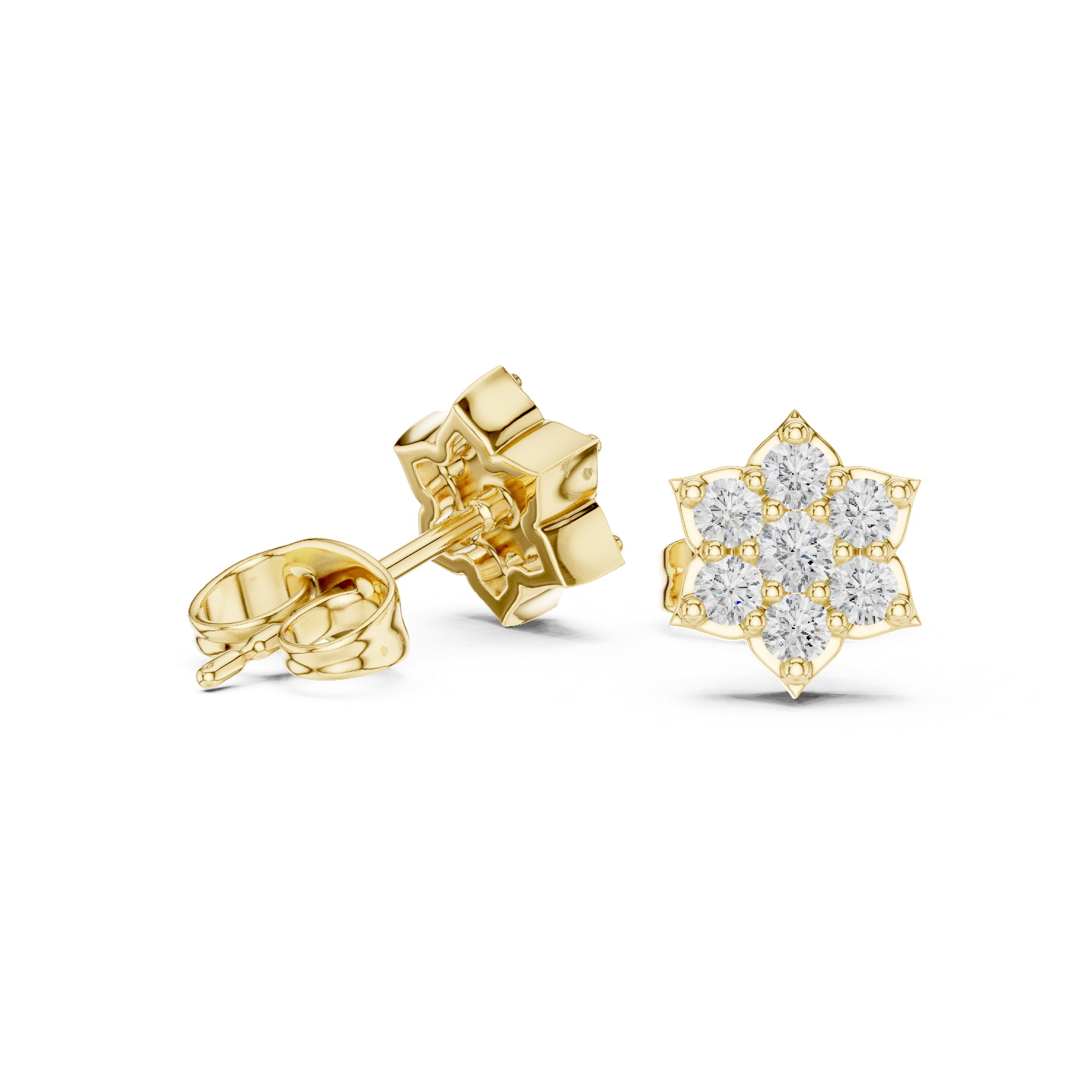 Florenza Star Petal Diamond Stud Earrings