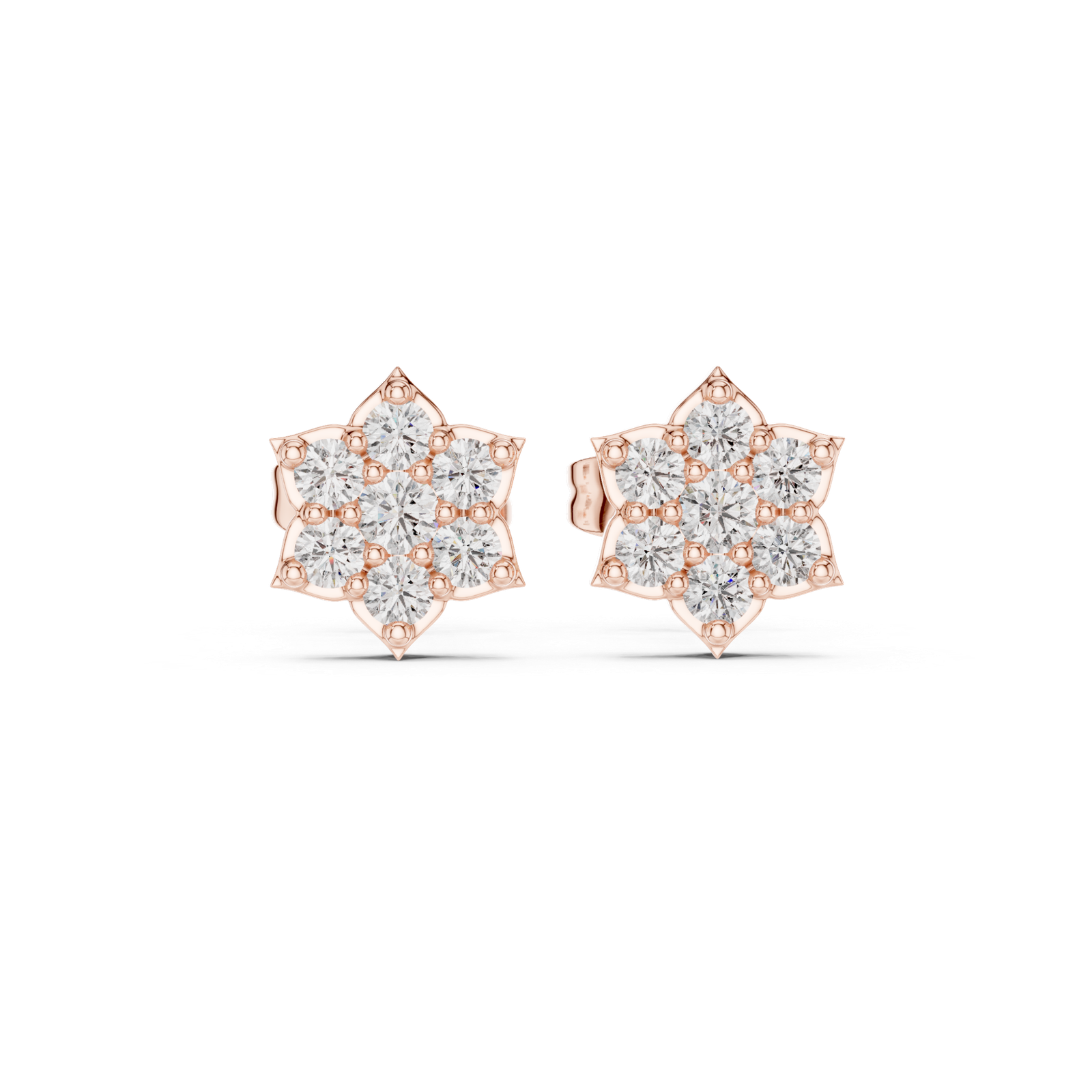 Florenza Star Petal Diamond Stud Earrings