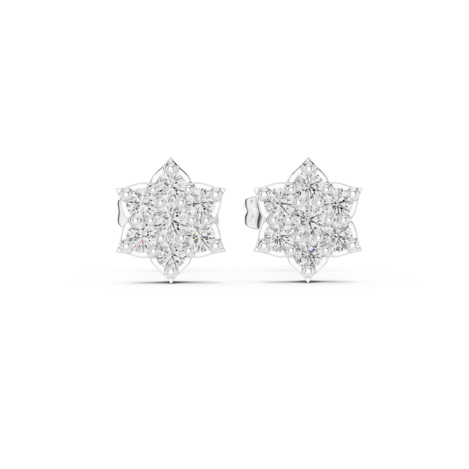 Florenza Star Petal Diamond Stud Earrings