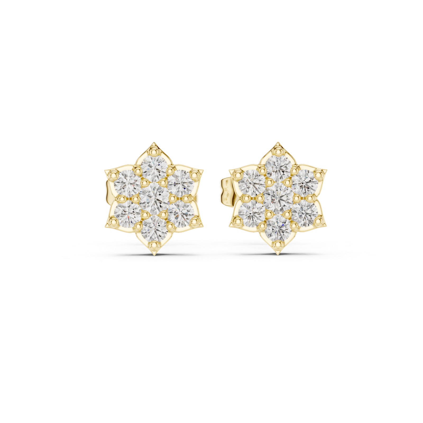 Florenza Star Petal Diamond Stud Earrings